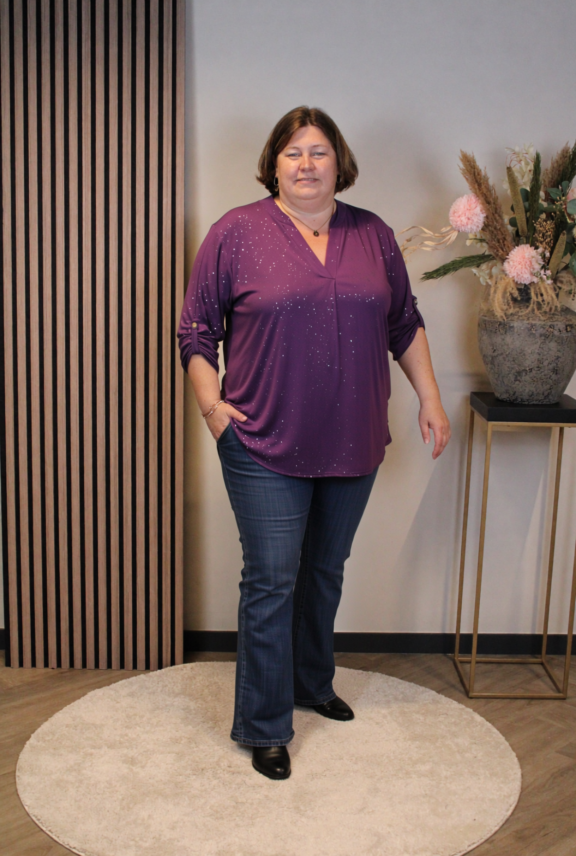 Mieke | Glitter blouse paars