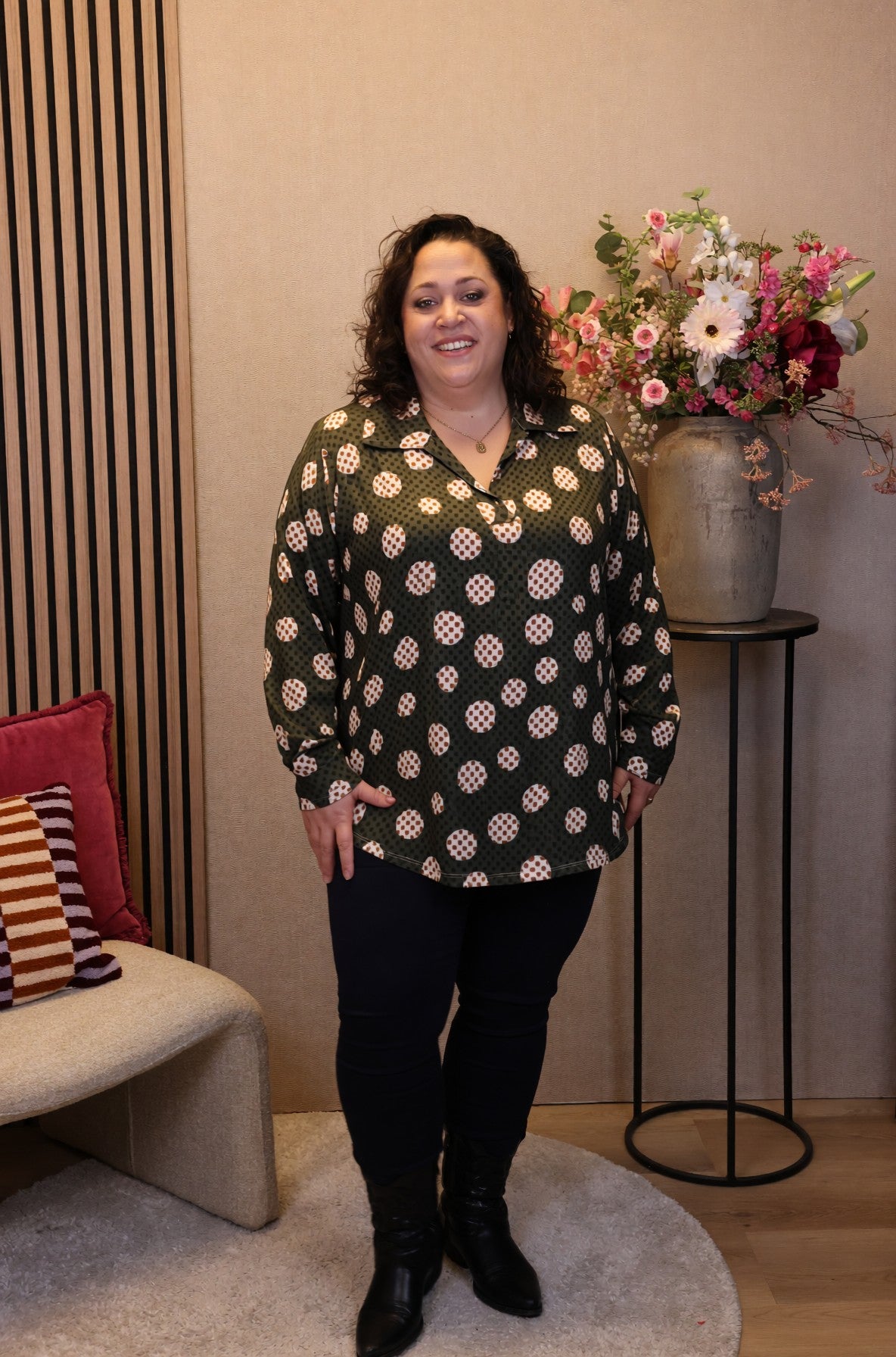 Karin | Blouse groen met kraagje