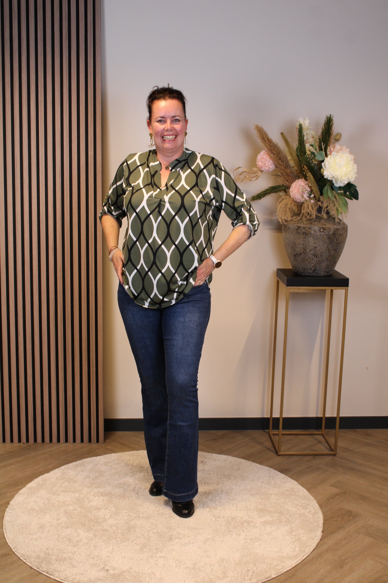 Hannah | Blouse groen lange mouw 52 t/m 58