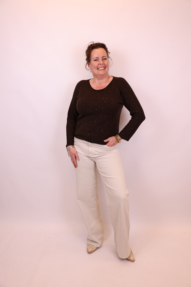Ina | Trui bruin glitter