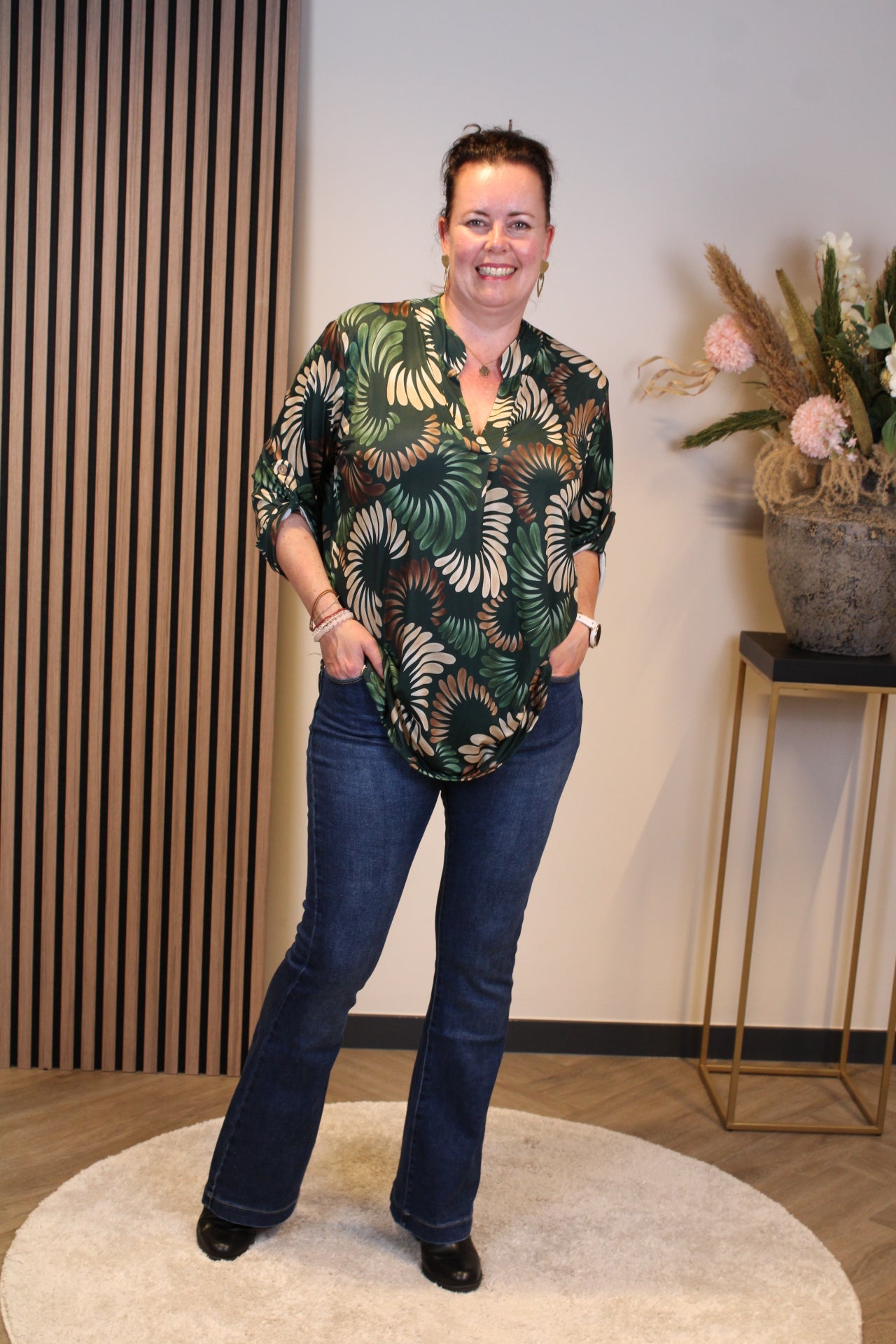 Margriet | Blouse groen lange mouw 48 t/m 52