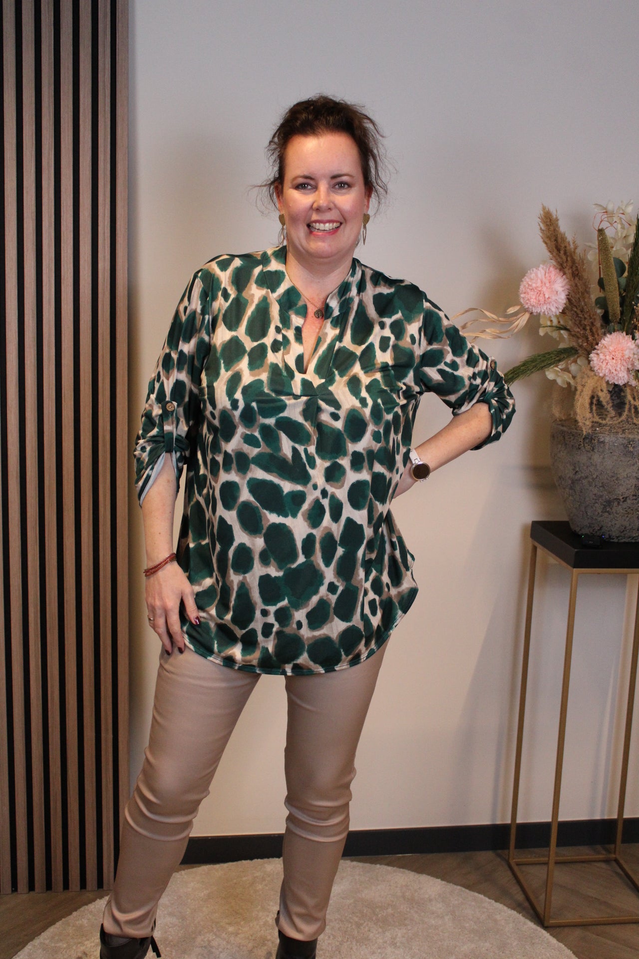Mirella | Blouse groen lange mouw 48 t/m 52