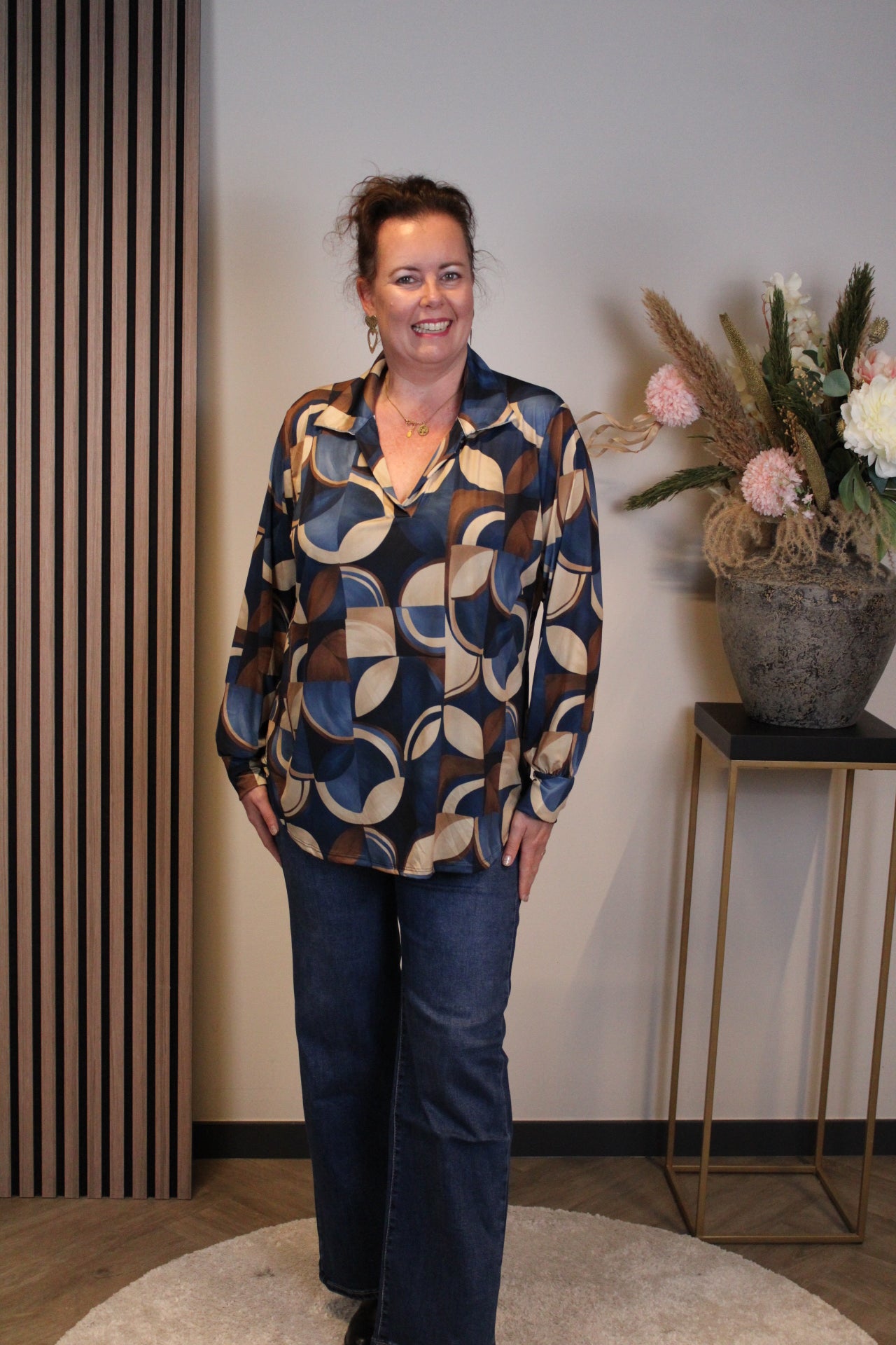 Rosalie | Blouse blauw met kraagje 38 t/m 48