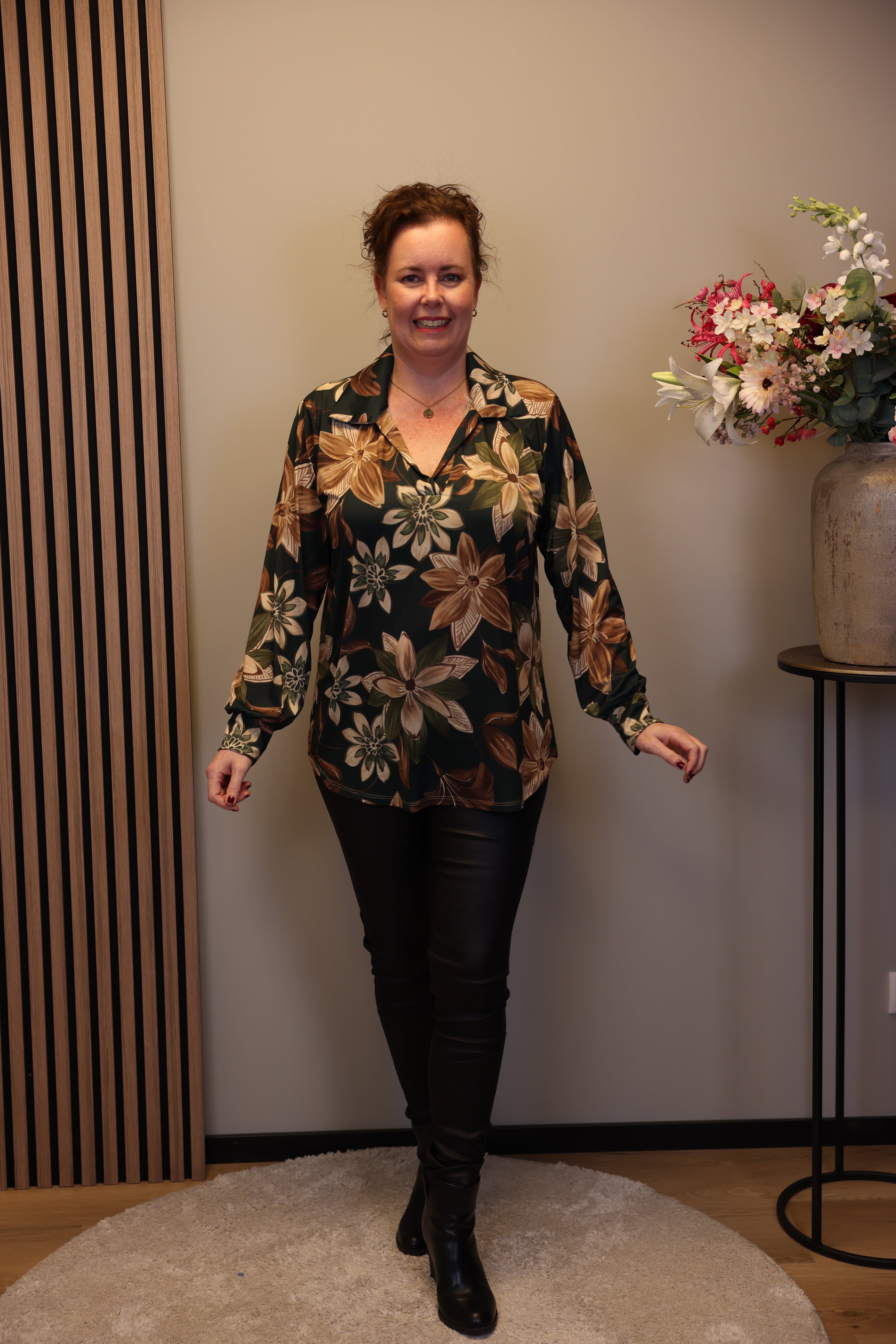 Patricia | Blouse groen met kraagje