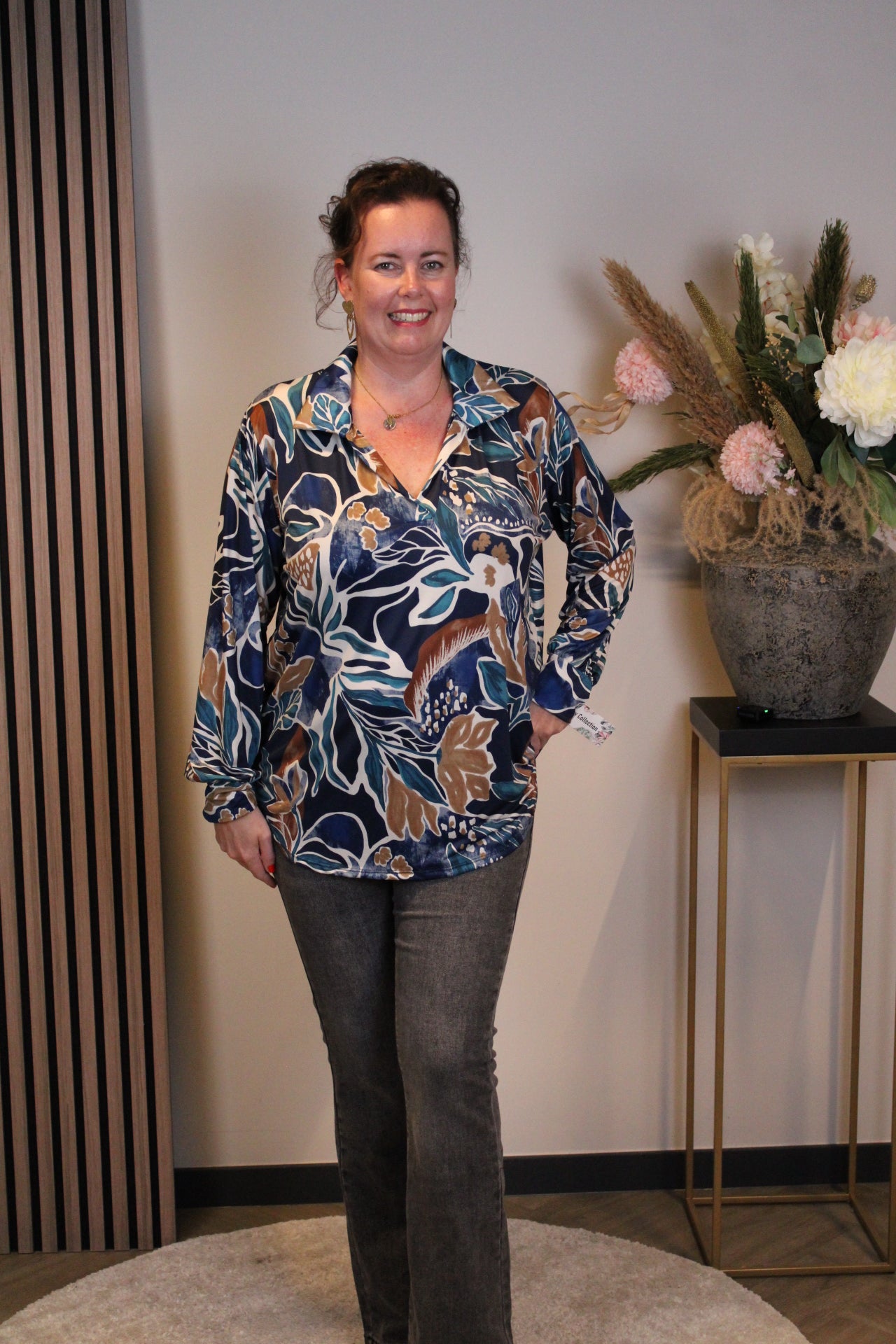 Ivanna | Blouse blauw met kraagje 38 t/m 48