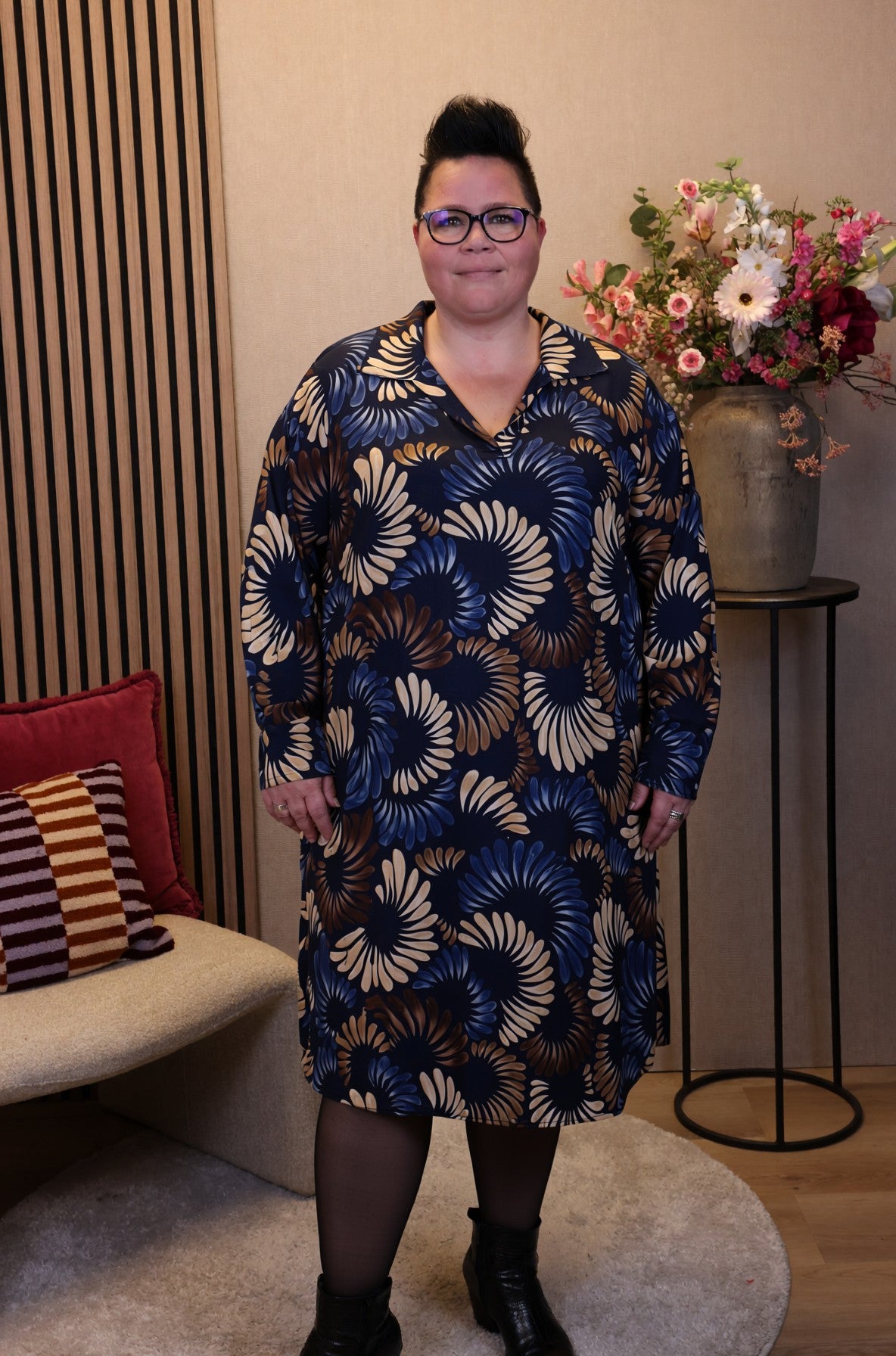 Iris | Jurk blauw met kraagje