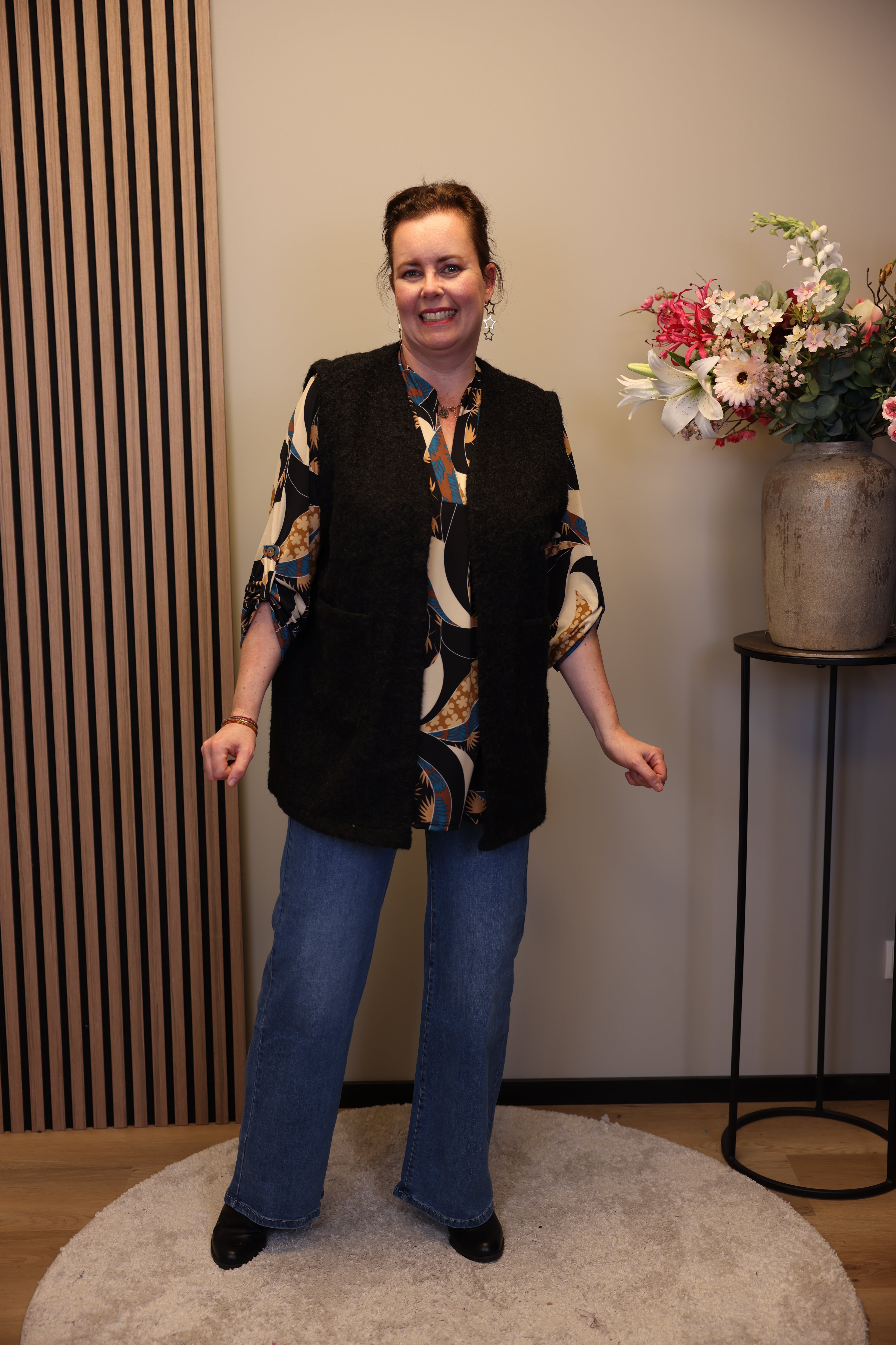 Mabel | Gilet zwart lang model 54 t/m 58