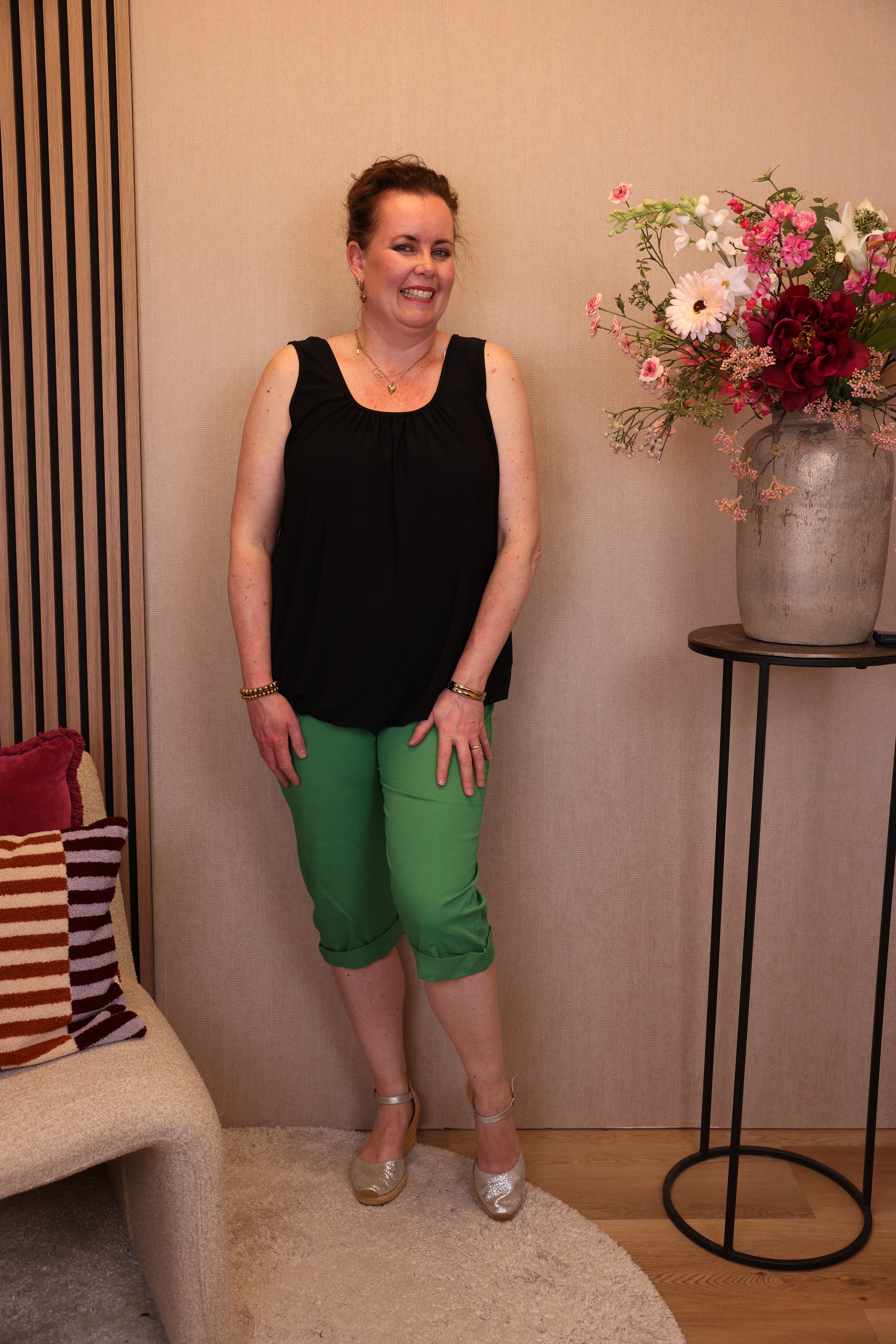 Anouk | Stretch capri broek appel groen