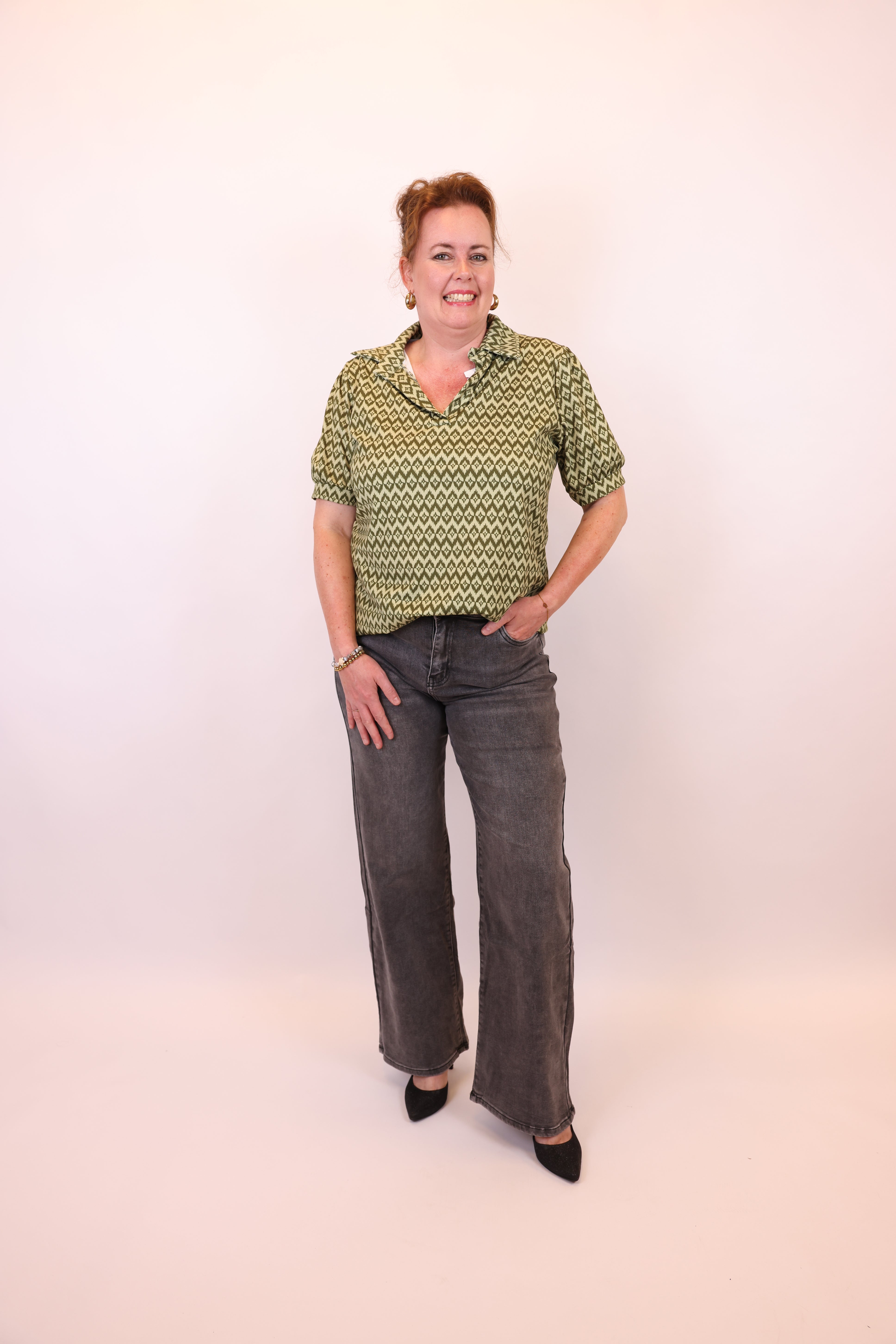 Natasha | Wide leg jeans grijs 40 - 48
