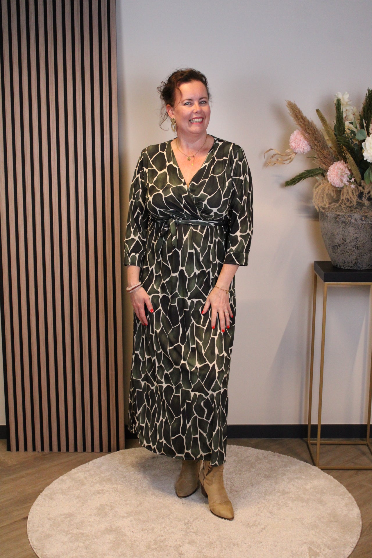 Leona | Jurk groen lange mouw 46 t/m 50