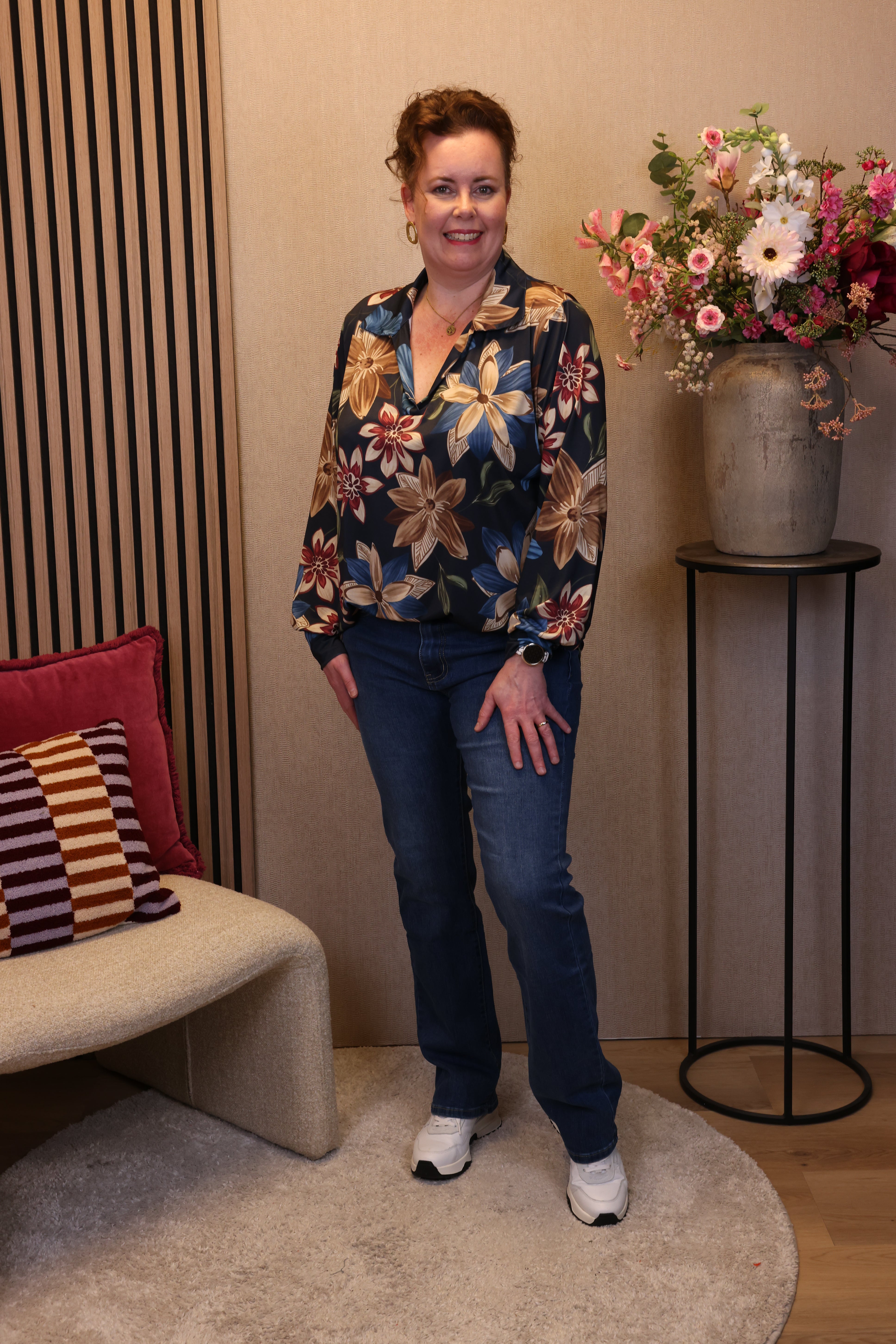 Runa | Blouse blauw met kraagje