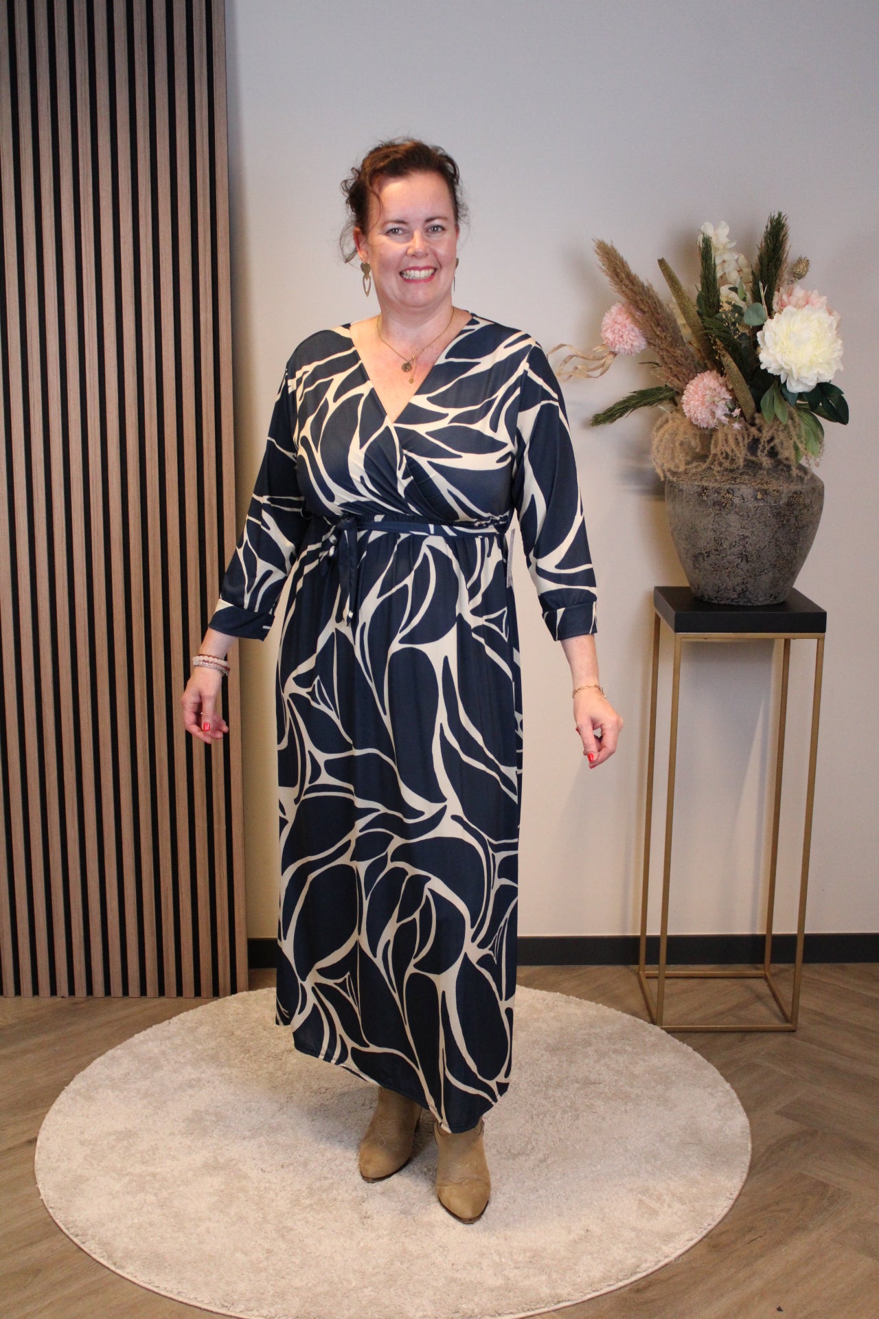 Britt | Jurk blauw lange mouw 46 t/m 50