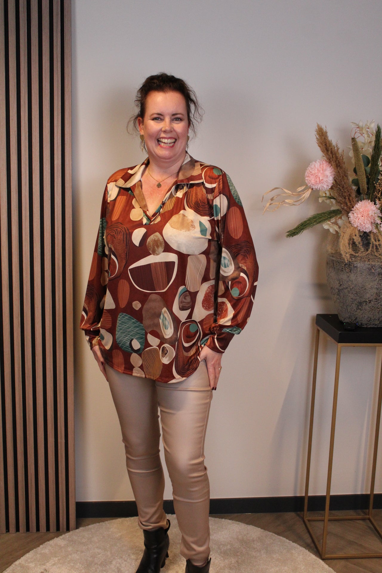 Giulia | Blouse oranje met kraagje 38 t/m 48