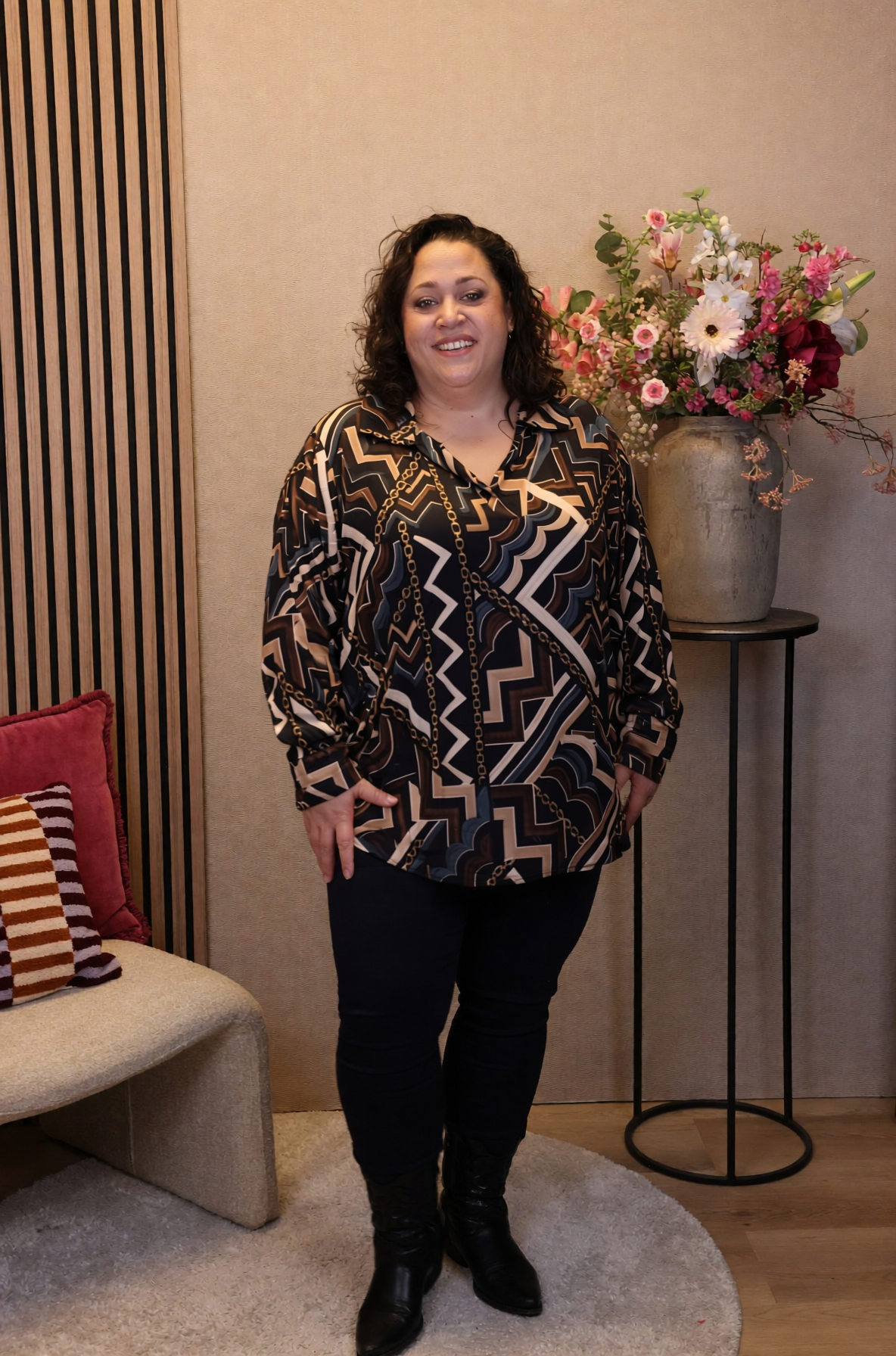 Serra | Blouse blauw met kraagje