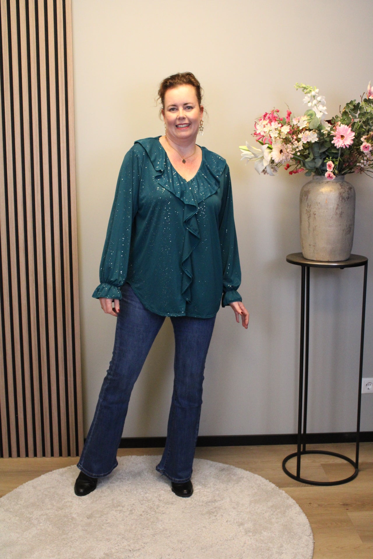 Sabine glitter | Blouse aqua 38 t/m 48