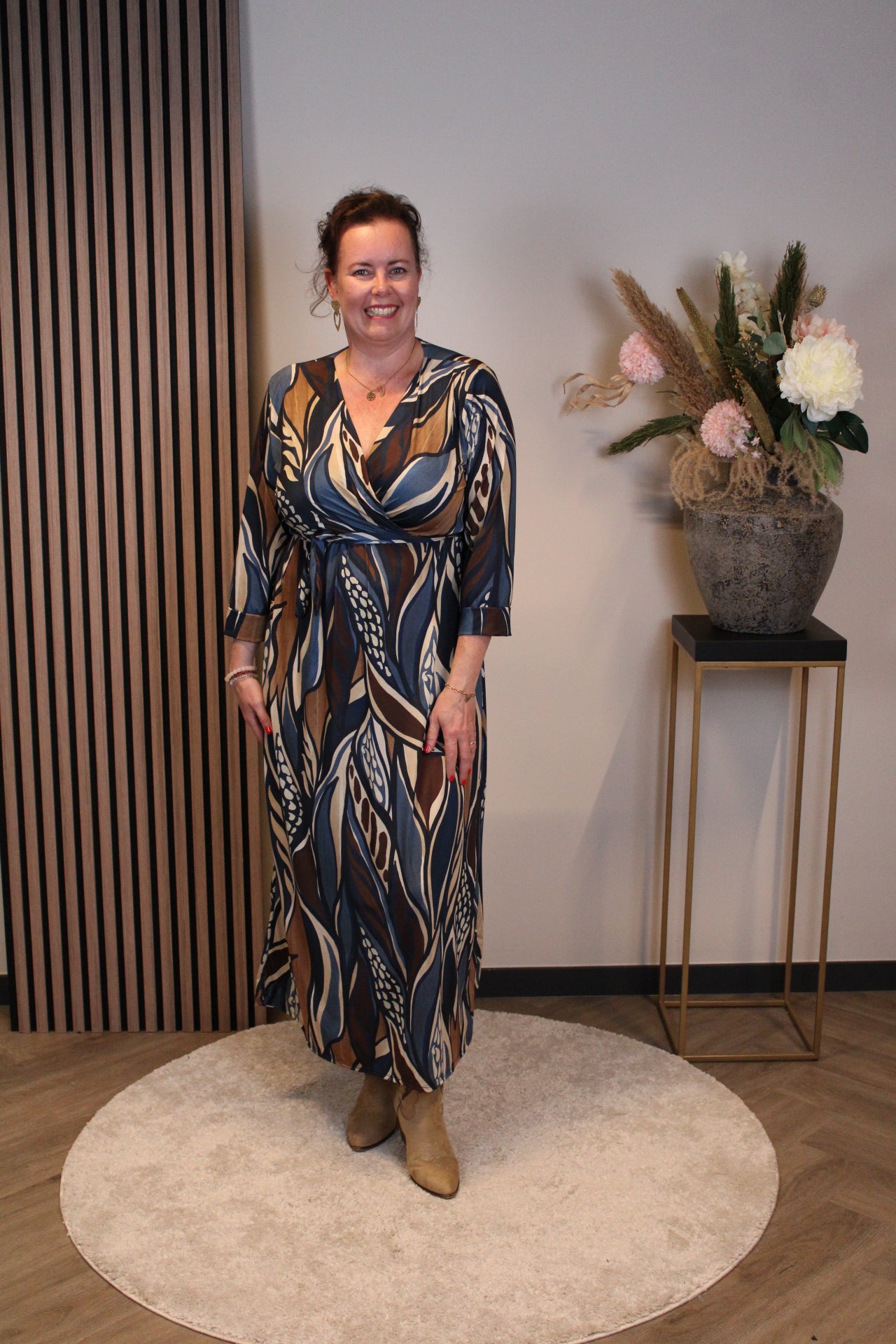 Marise | Jurk blauw lange mouw 46 t/m 50
