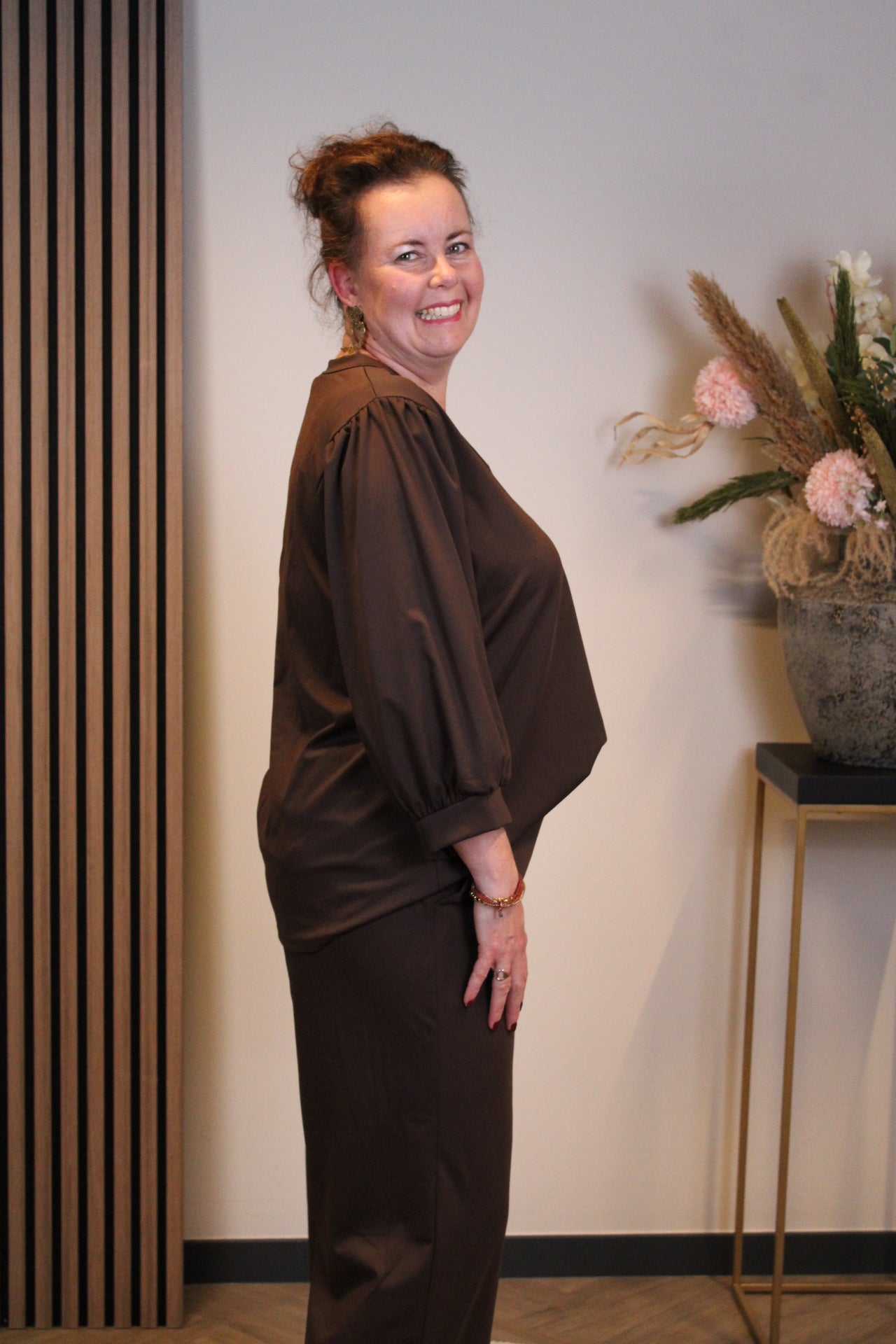Silke | Top bruin 3/4-mouw 40 t/m 44