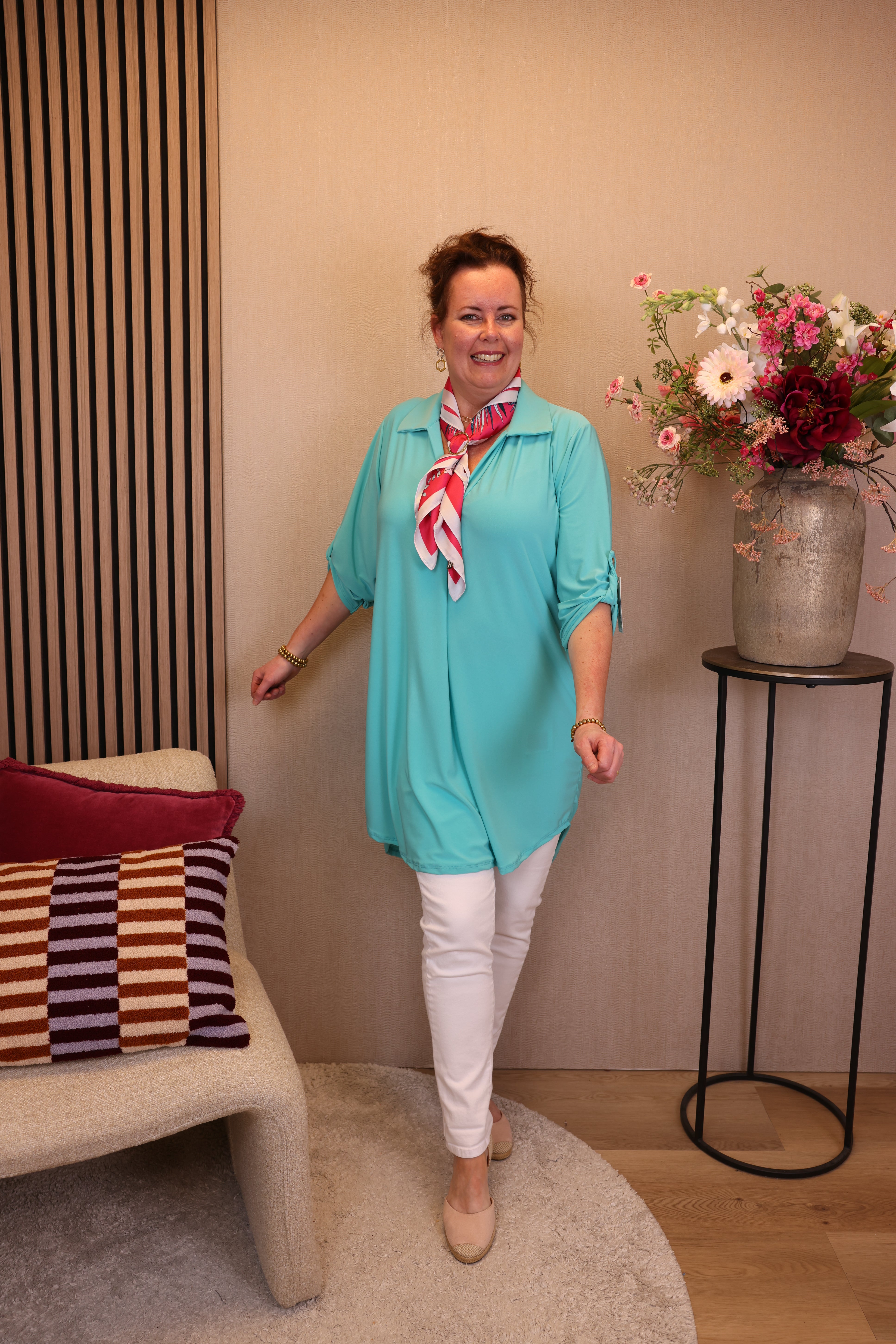 Marieke | Tuniek mint met kraagje