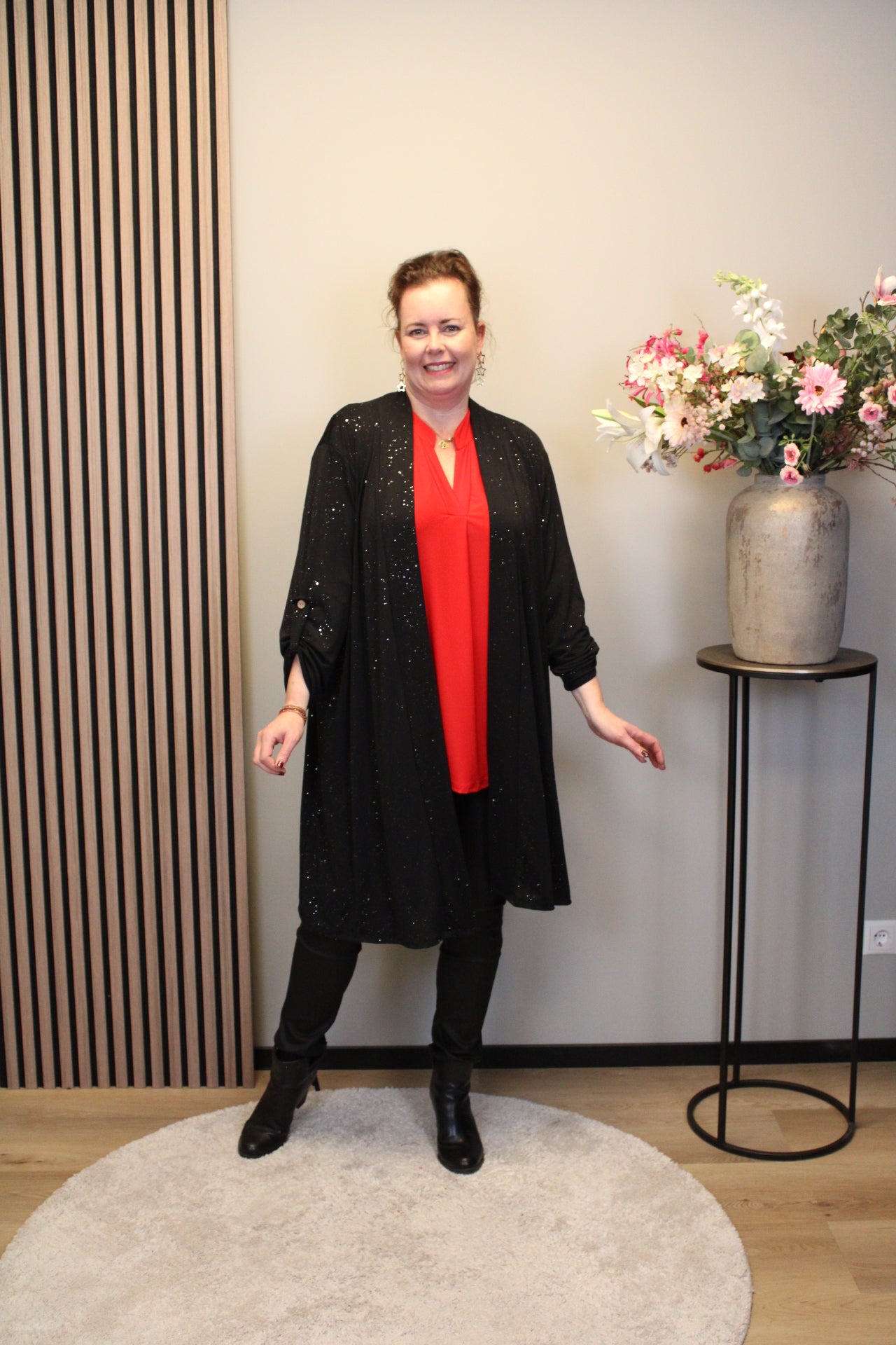 Lauren glitter | Dun vestje lang zwart 38 t/m 48