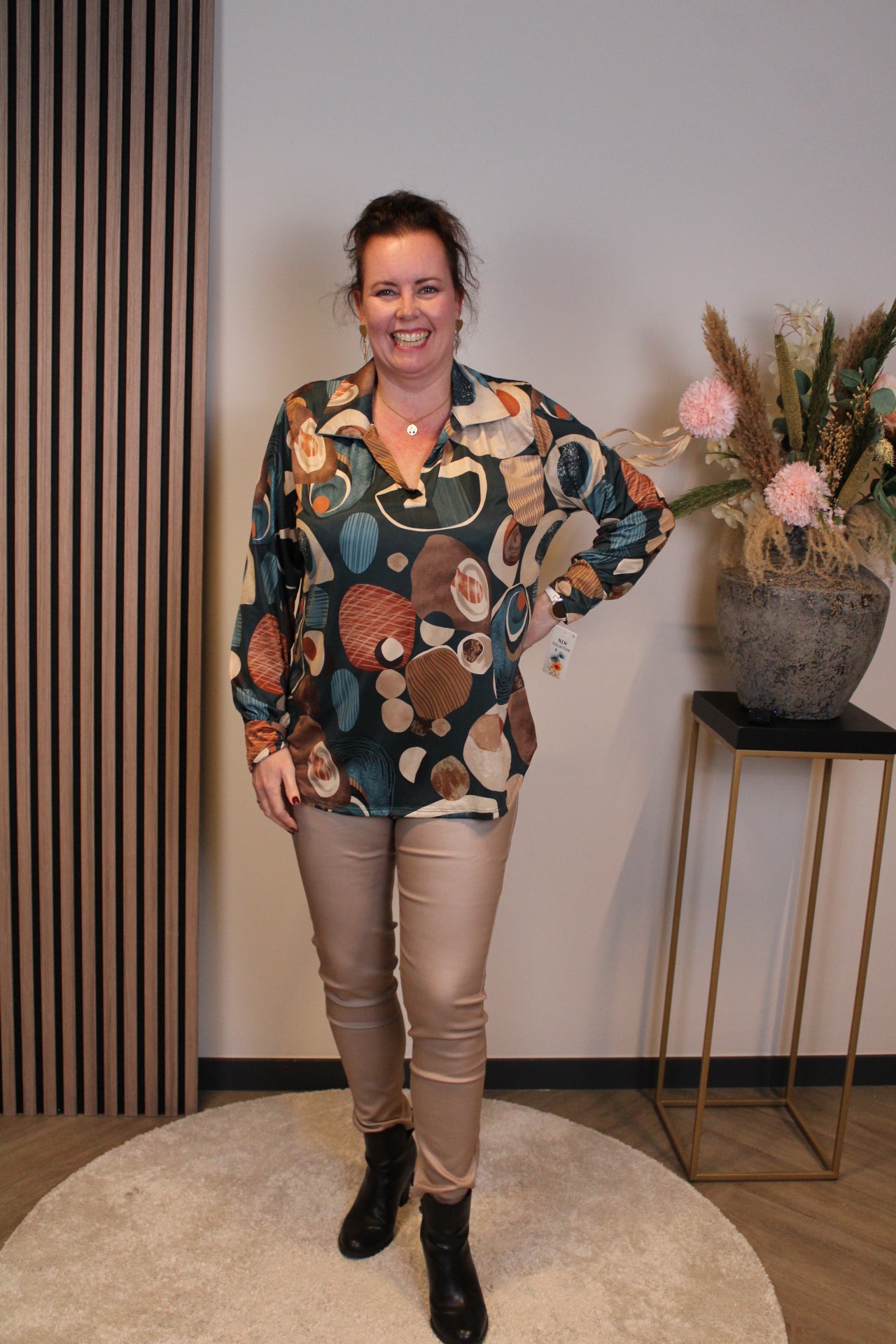 Giulia | Blouse blauw met kraagje 38 t/m 48