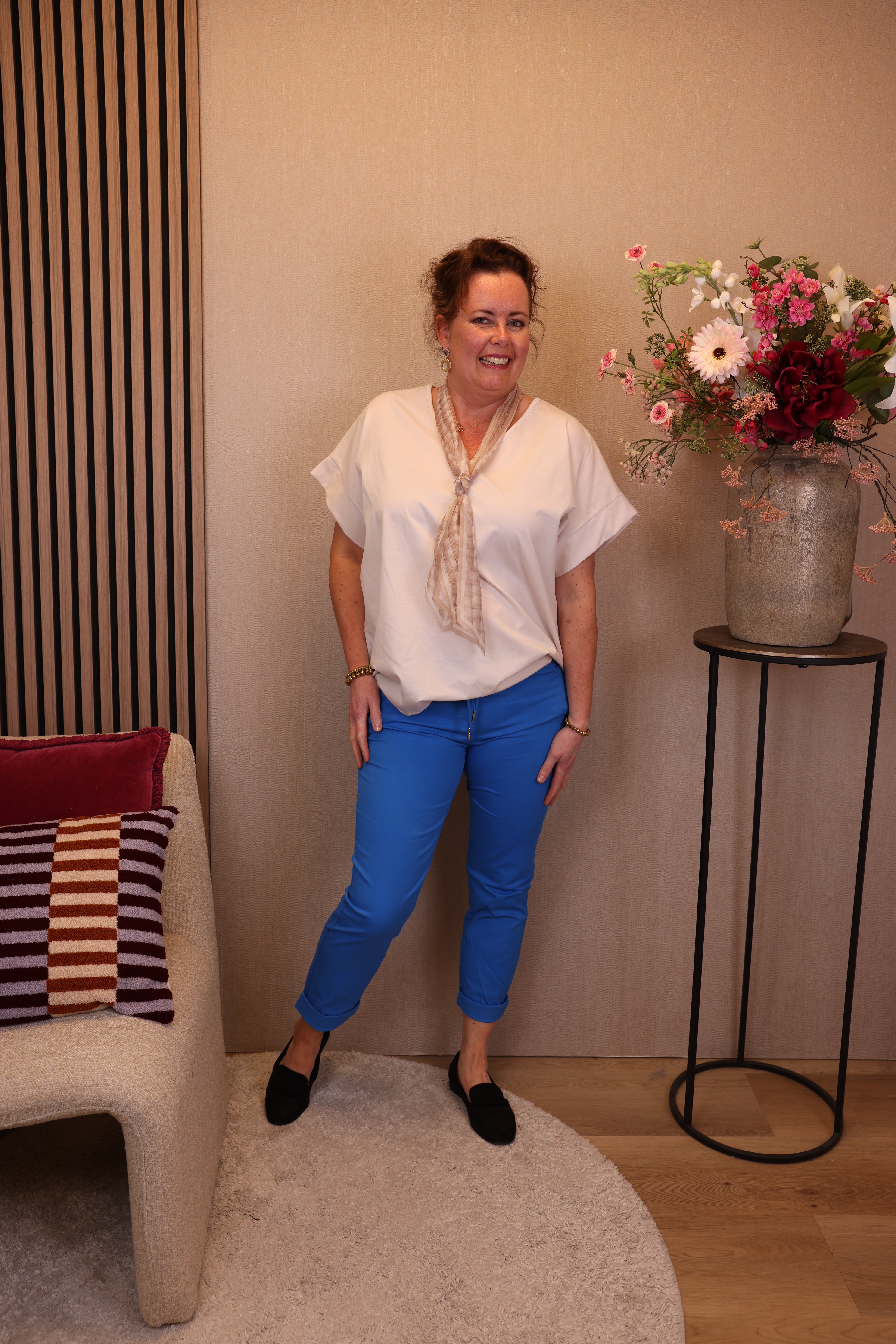 Tessa | Stretch broek kobalt
