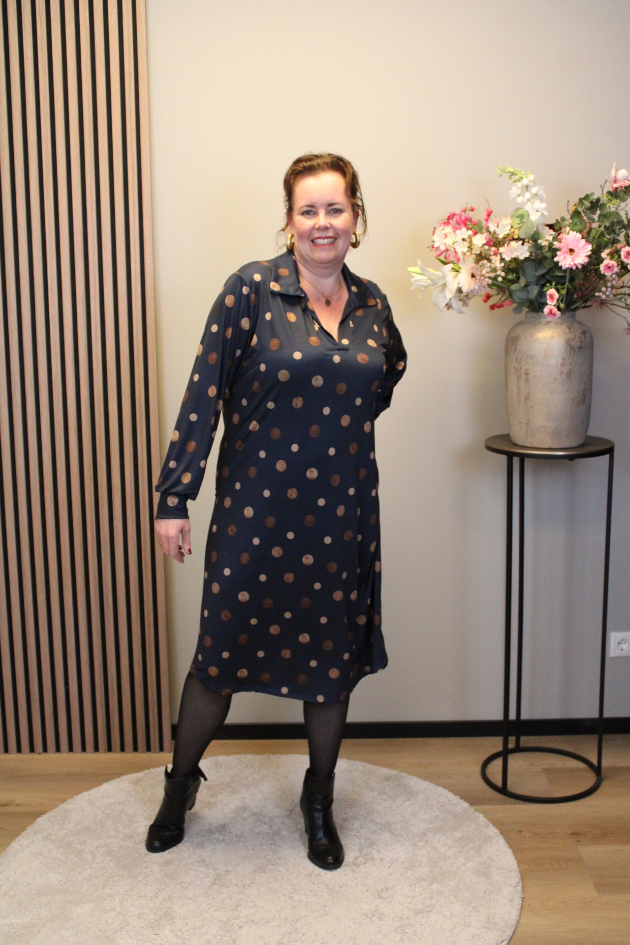 Grace | Jurk navy met kraagje 38 t/m 46