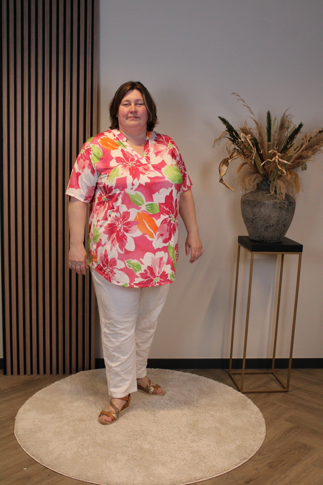 Maartje | Blouse roze korte mouw 52 t/m 58