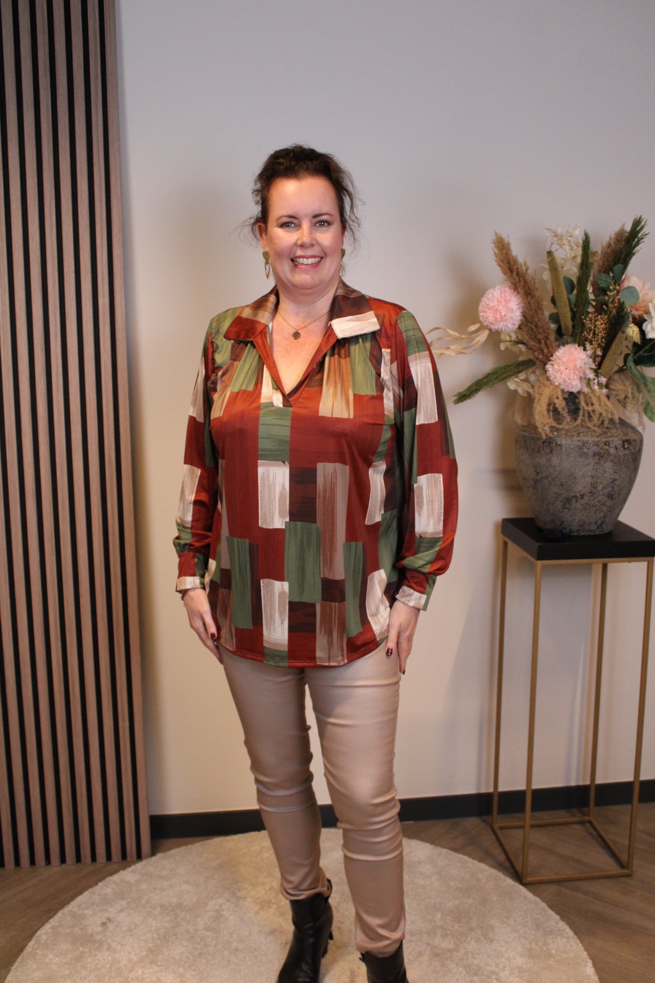 Bente | Blouse met kraagje roest 48 t/m 52