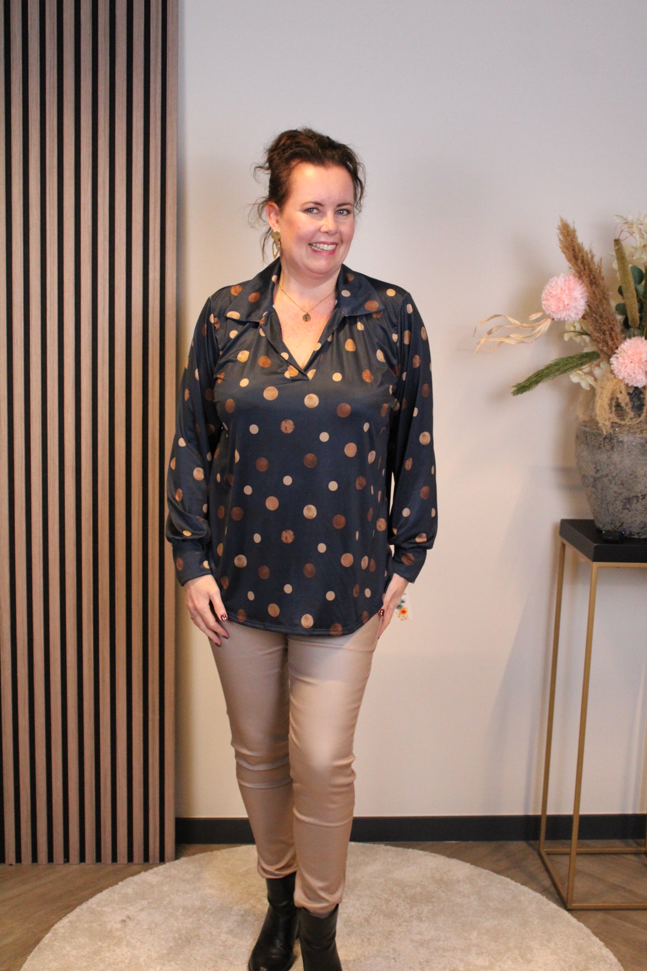 Jikke | Blouse blauw met kraagje 38 t/m 48