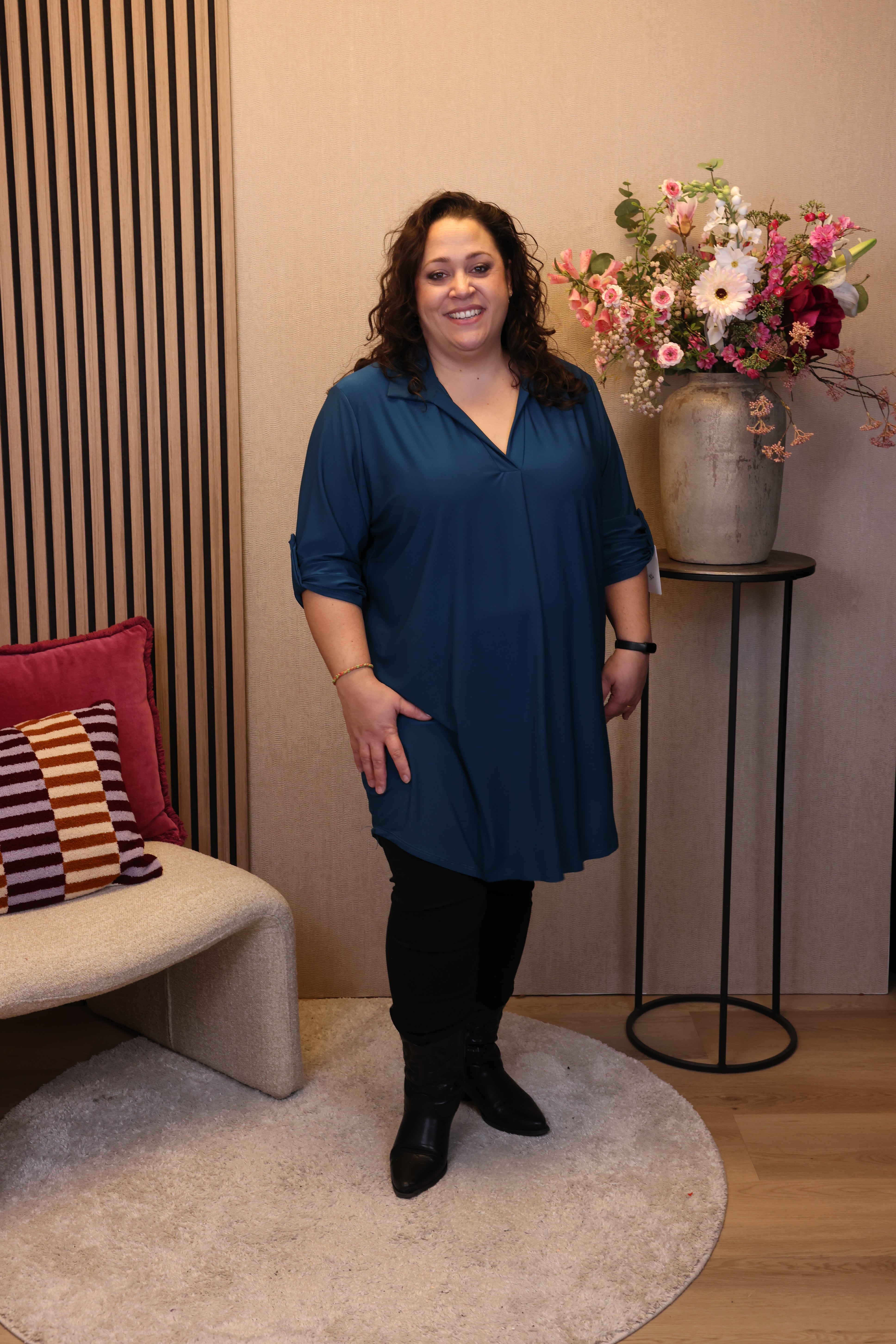 Marieke | Tuniek aqua met kraagje