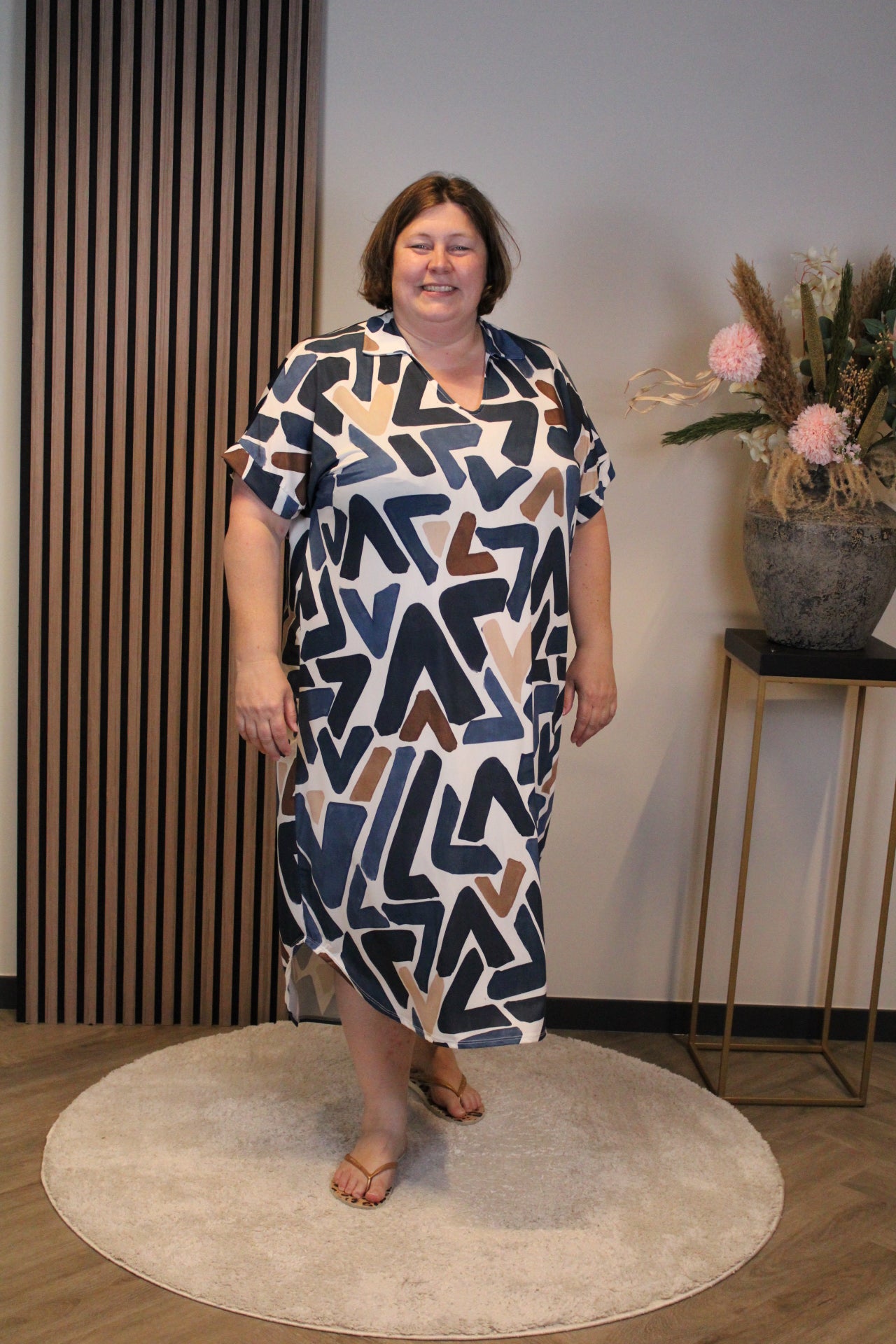 Nayla | Jurk blauw met kraagje