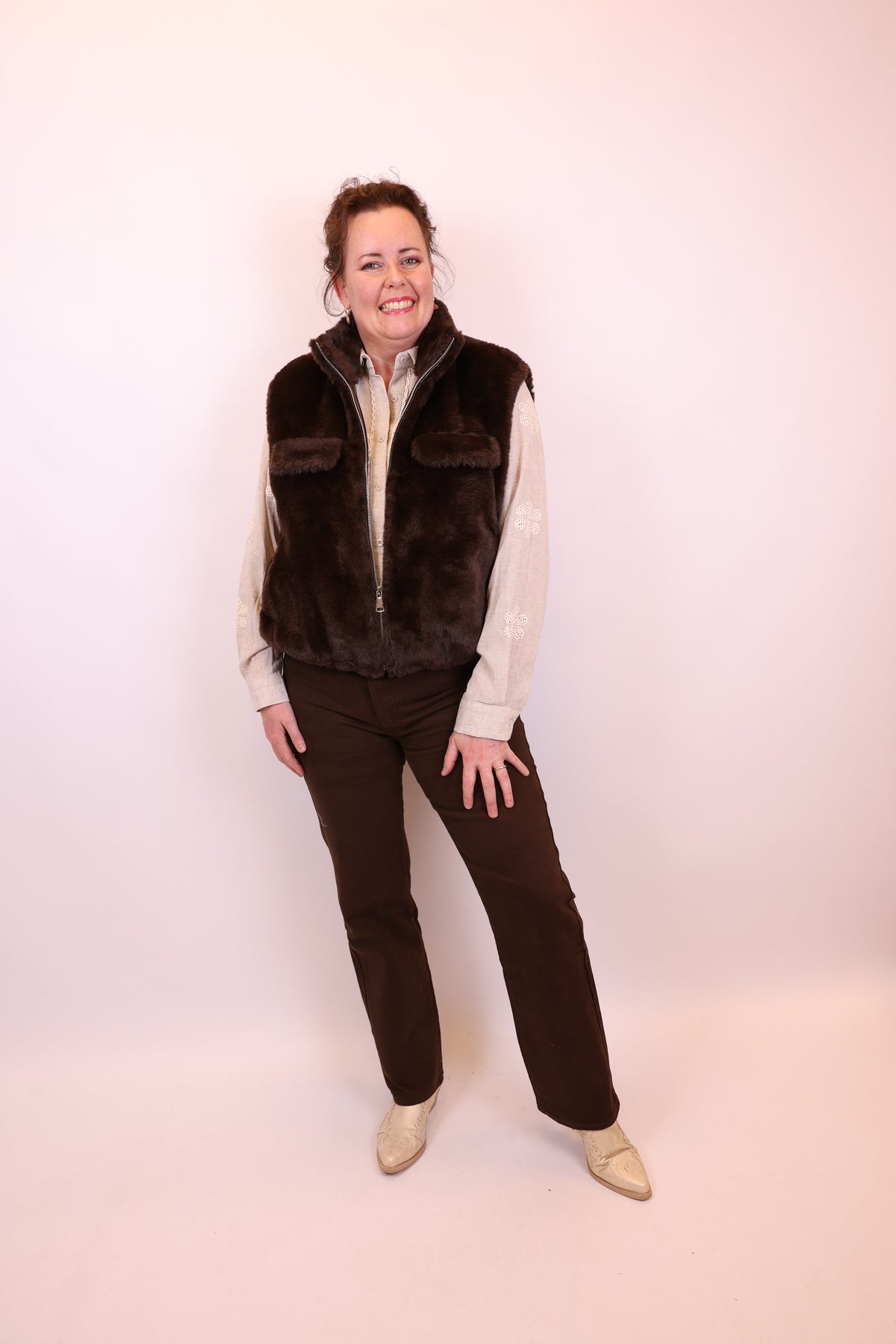 Fem | Gilet bruin