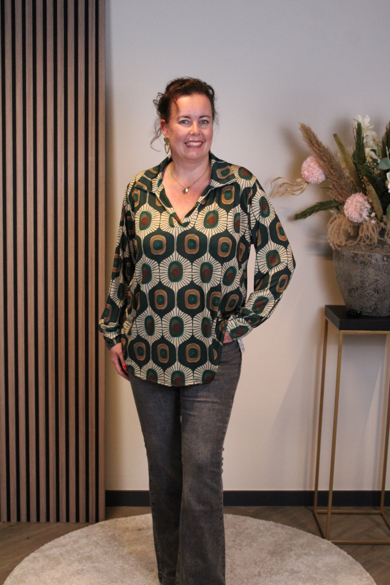 Davina | Blouse groen met kraagje