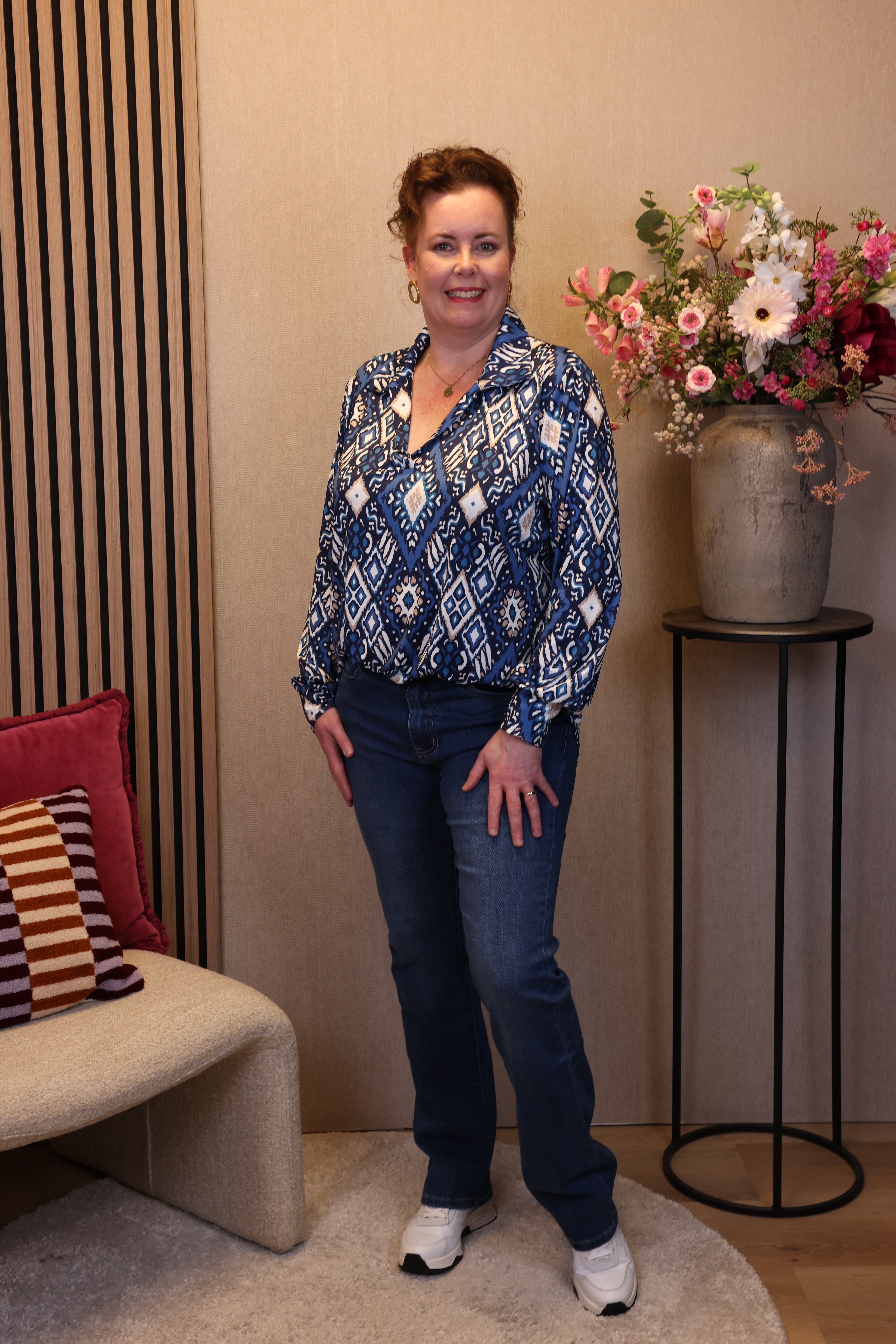 Arianne | Blouse blauw met kraagje