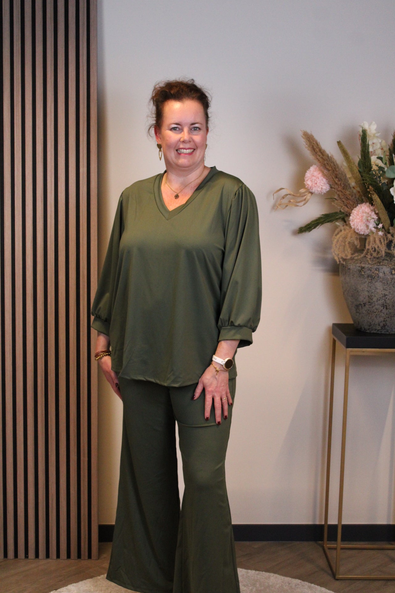 Silke | Top groen 3/4-mouw 40 t/m 44