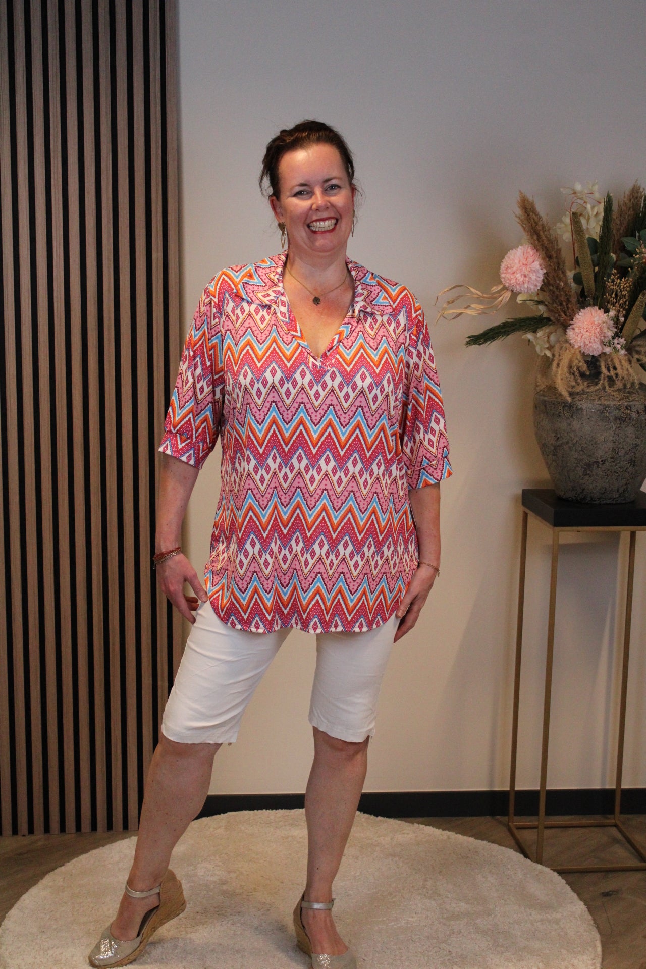 Lyra | Blouse met kraagje roze 38 t/m 48