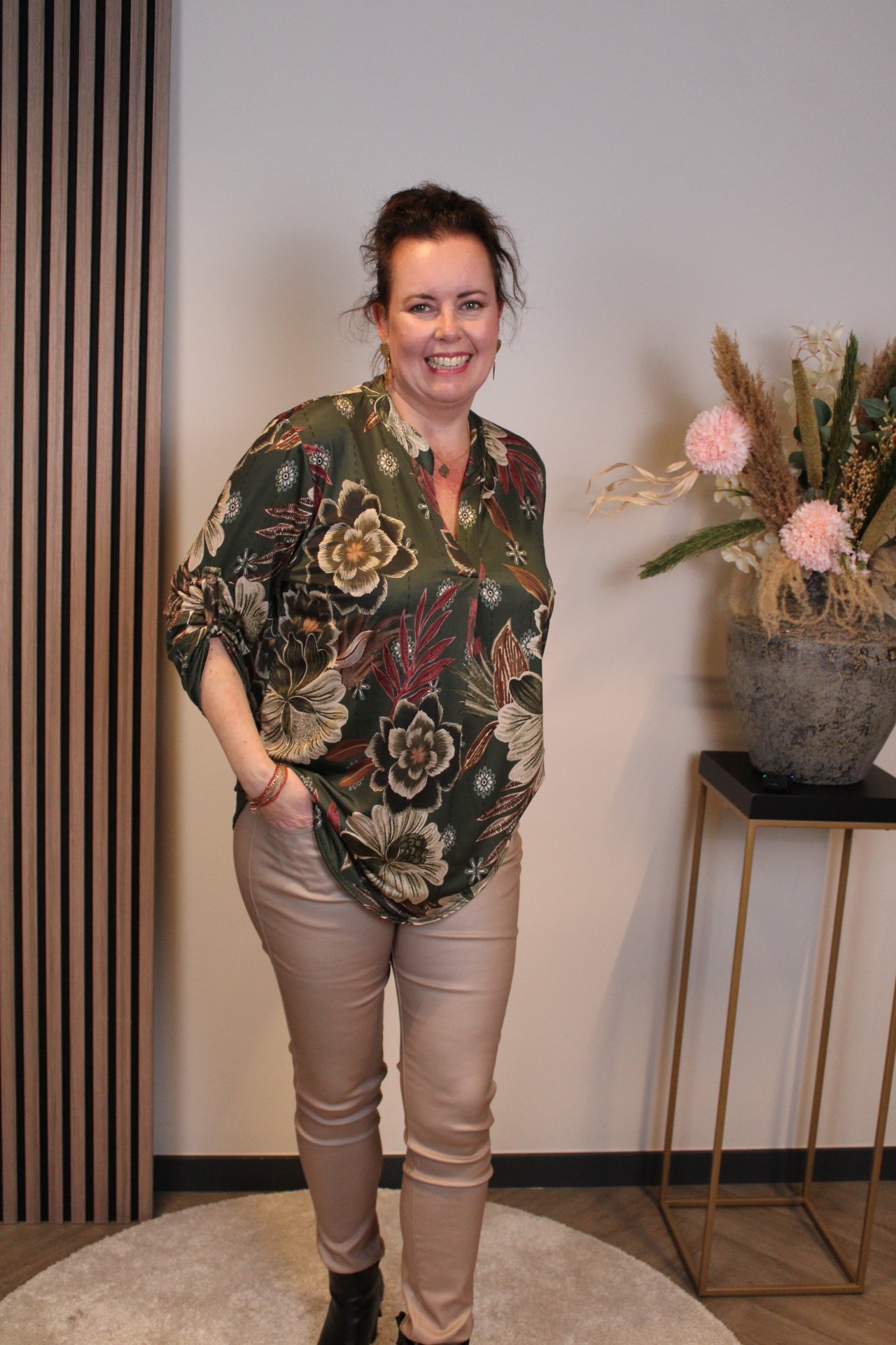 Zelma | Blouse groen lange mouw 38 t/m 48