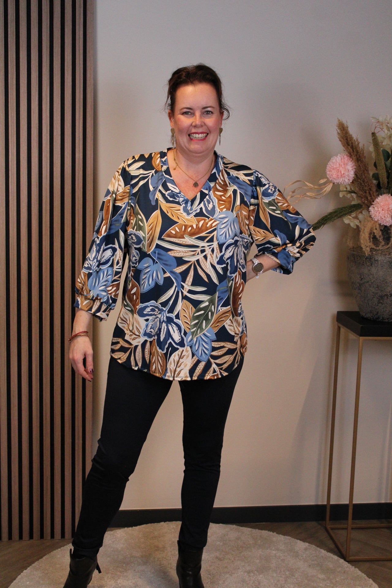 Nola | Top blauw 3/4-mouw 46 t/m 50