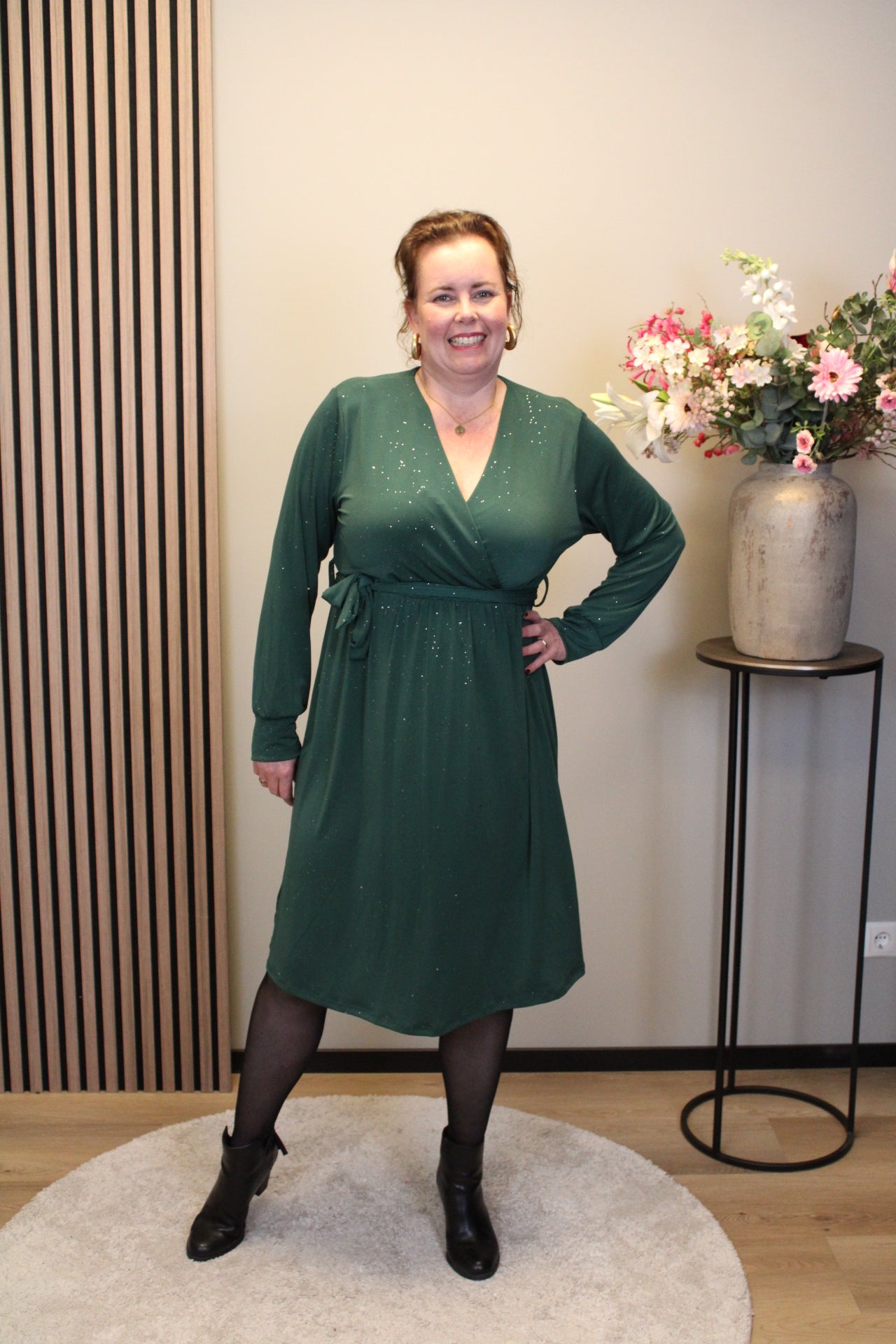 Maya | Glitter jurk fles groen