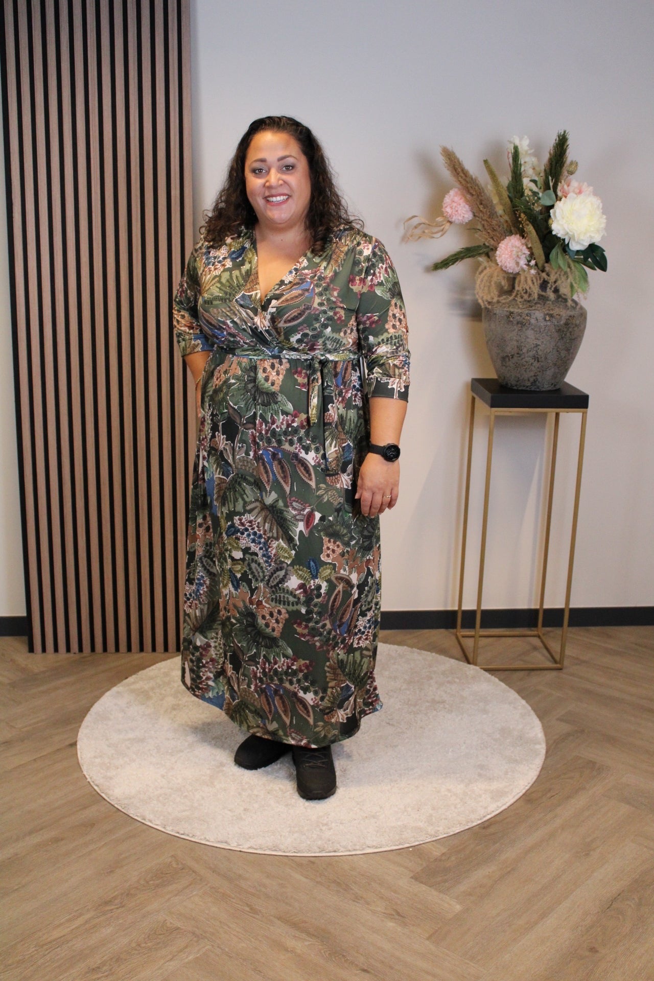 Christa | Jurk groen lange mouw 50 t/m 54