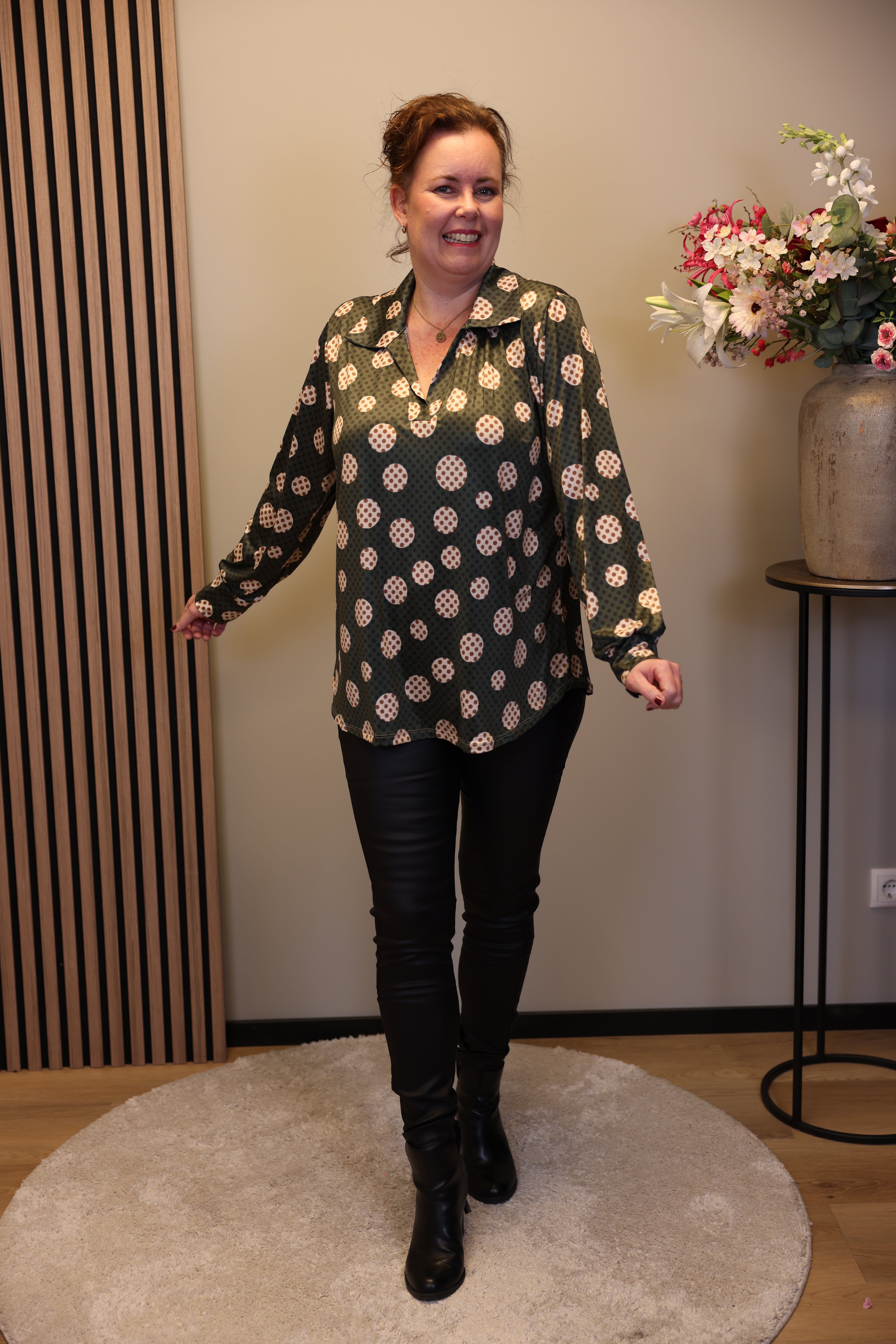 Karin | Blouse met kraagje groen 48 t/m 52