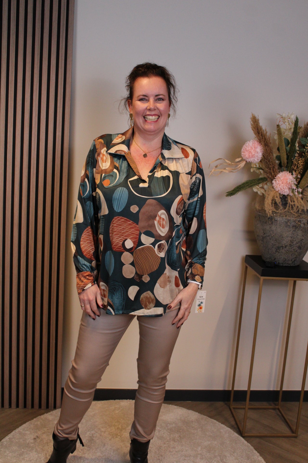 Giulia | Blouse met kraagje aqua 48 t/m 52