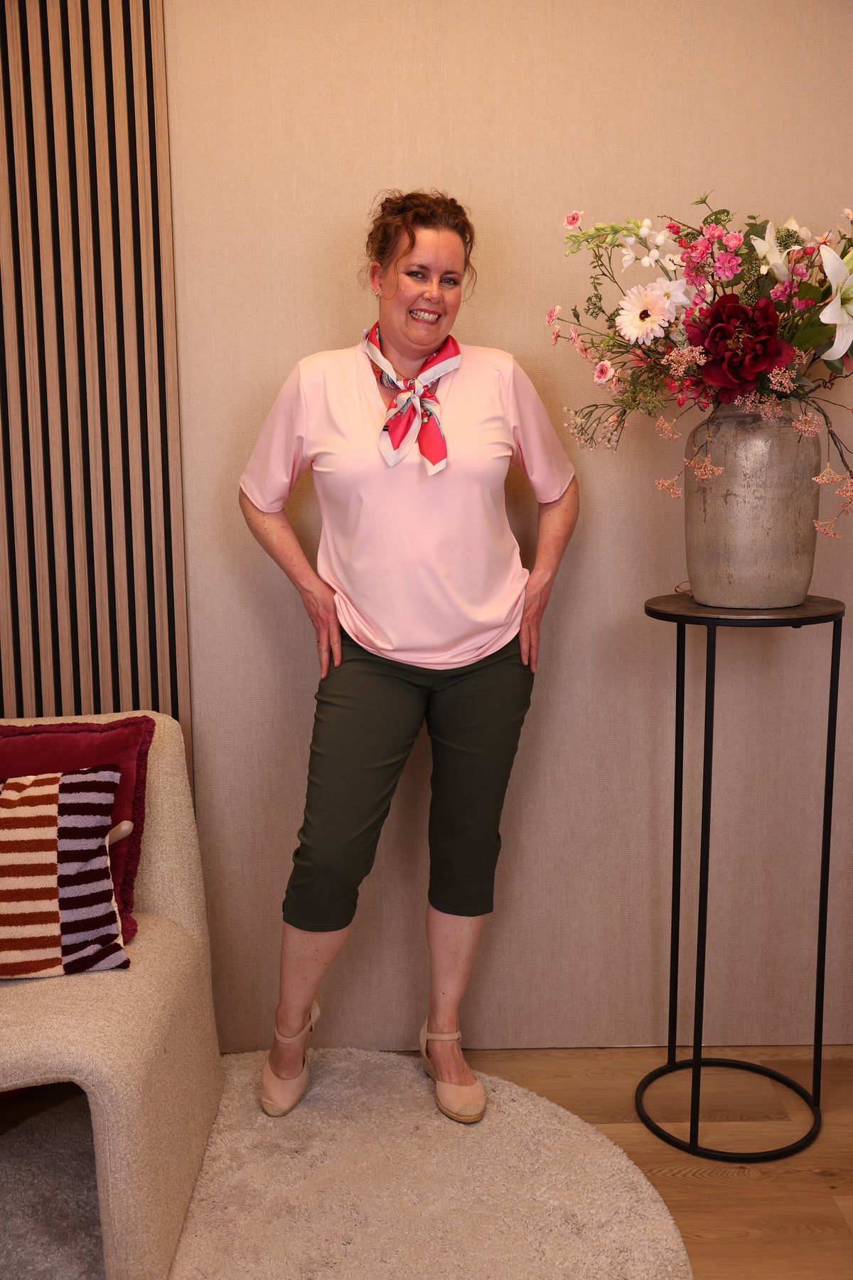 Jasmijn | Broek kort groen viscose