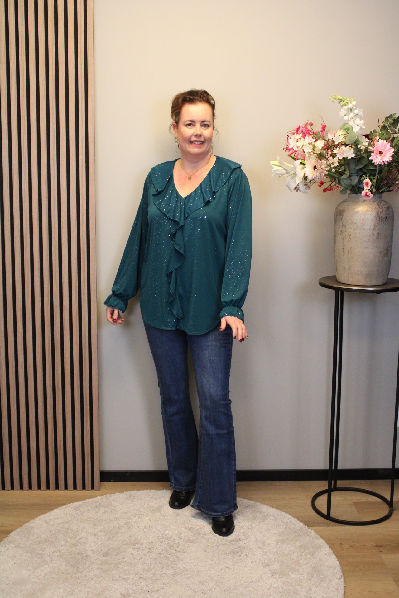 Sabine glitter | Blouse aqua 38 t/m 48