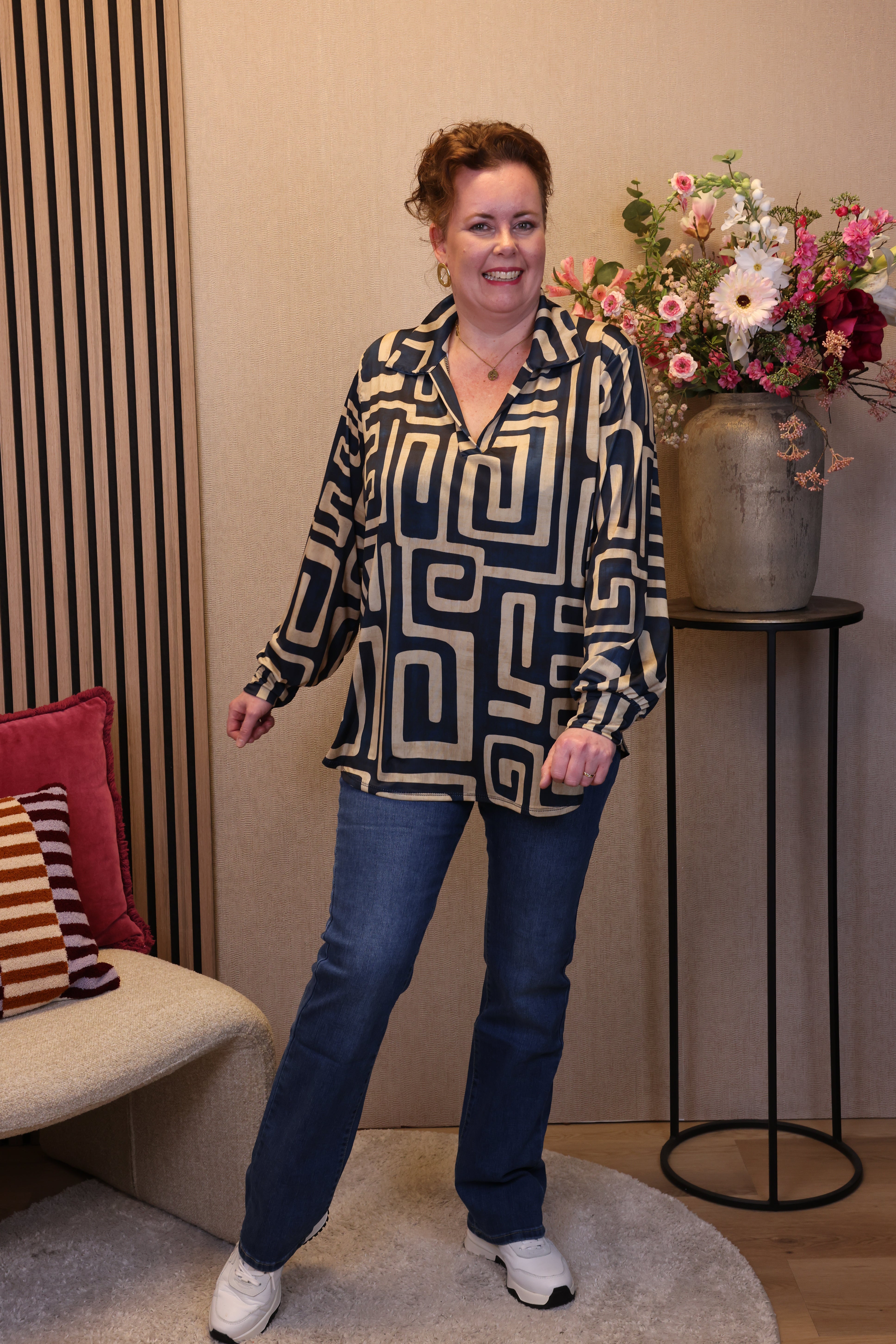 Esra | Blouse blauw met kraagje