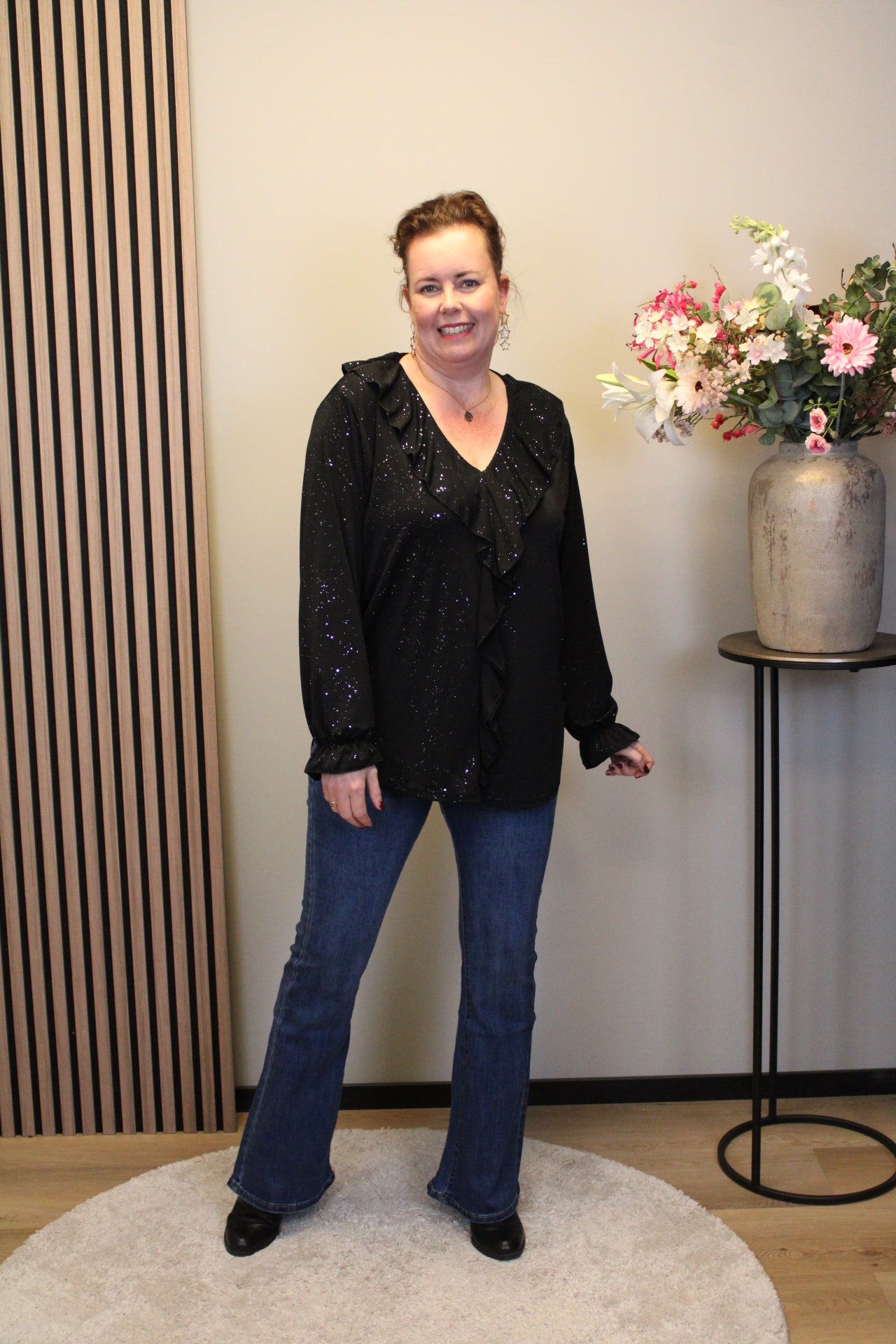 Sabine glitter | Blouse zwart 48 t/m 52