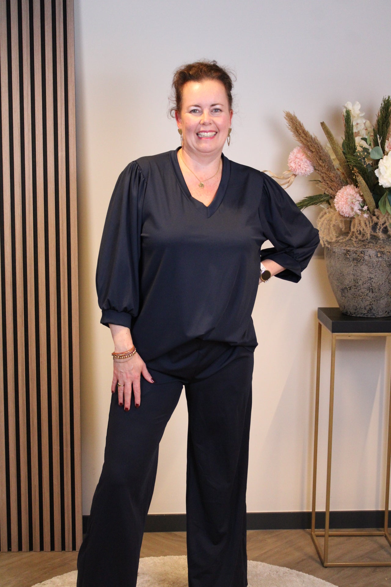 Silke | Top navy blauw 3/4-mouw 40 t/m 44