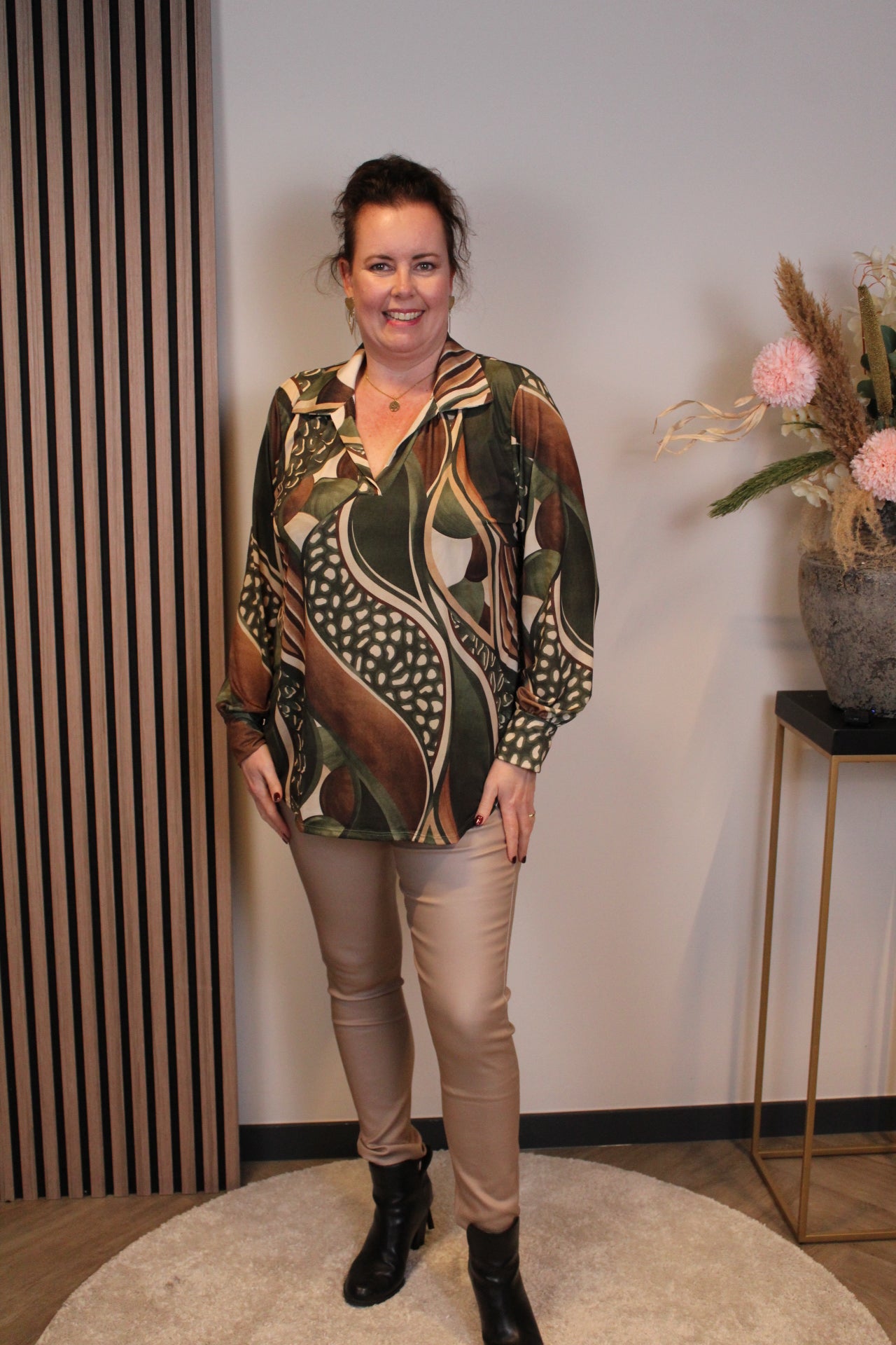 Kalina | Blouse met kraagje groen 48 t/m 52