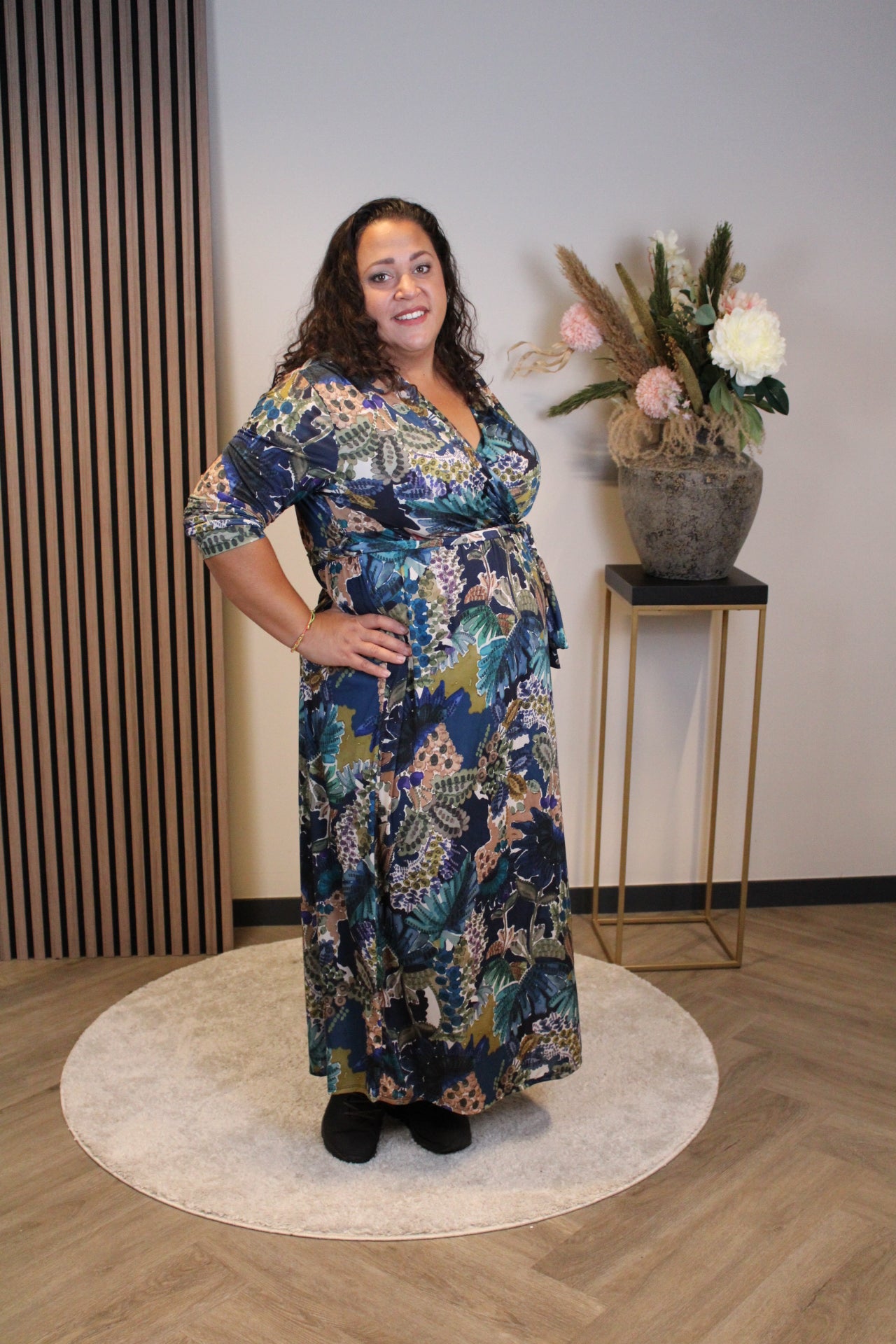 Christa | Jurk blauw lange mouw 46 t/m 50