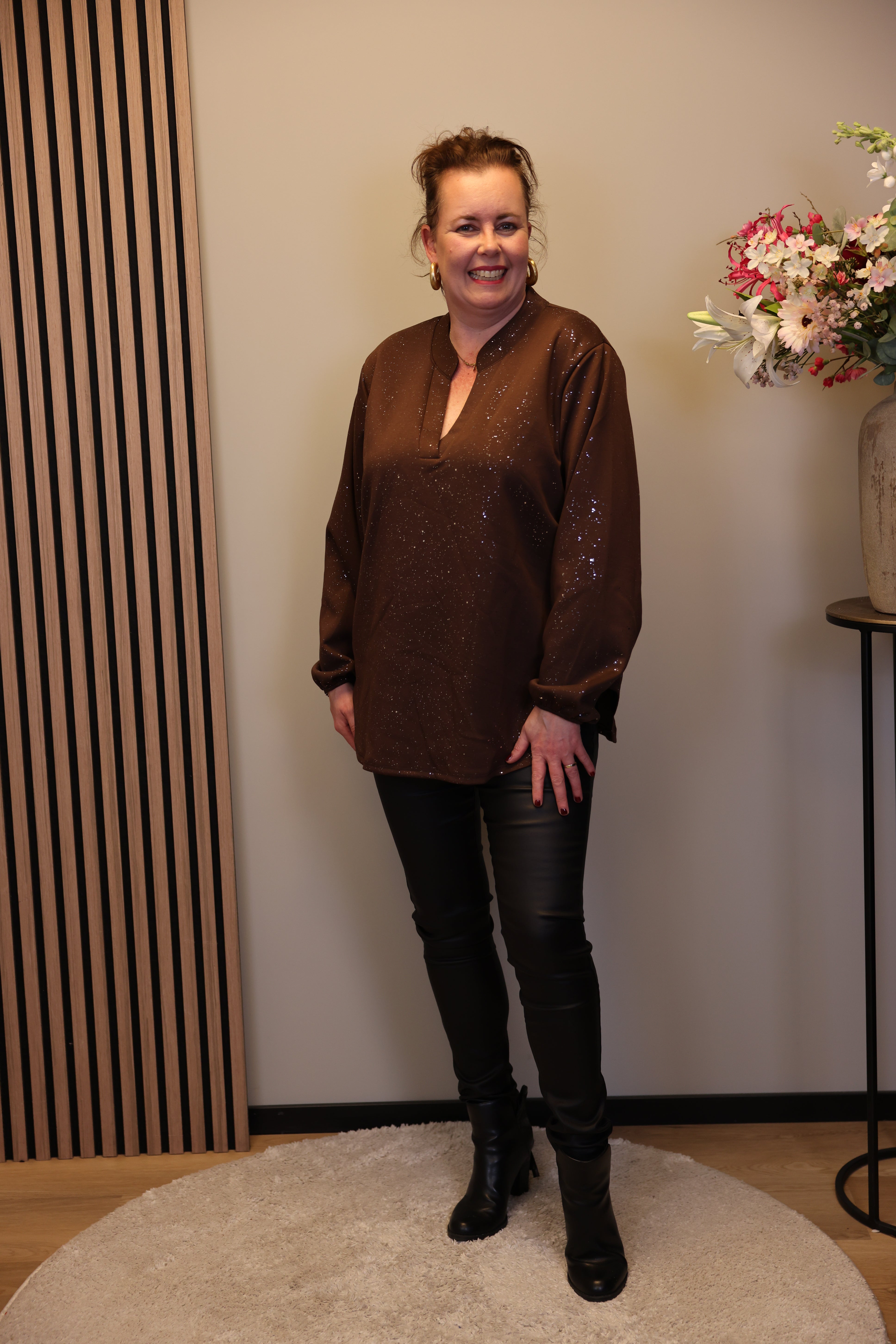 Hannah | trui bruin glitter 40 t/m 44